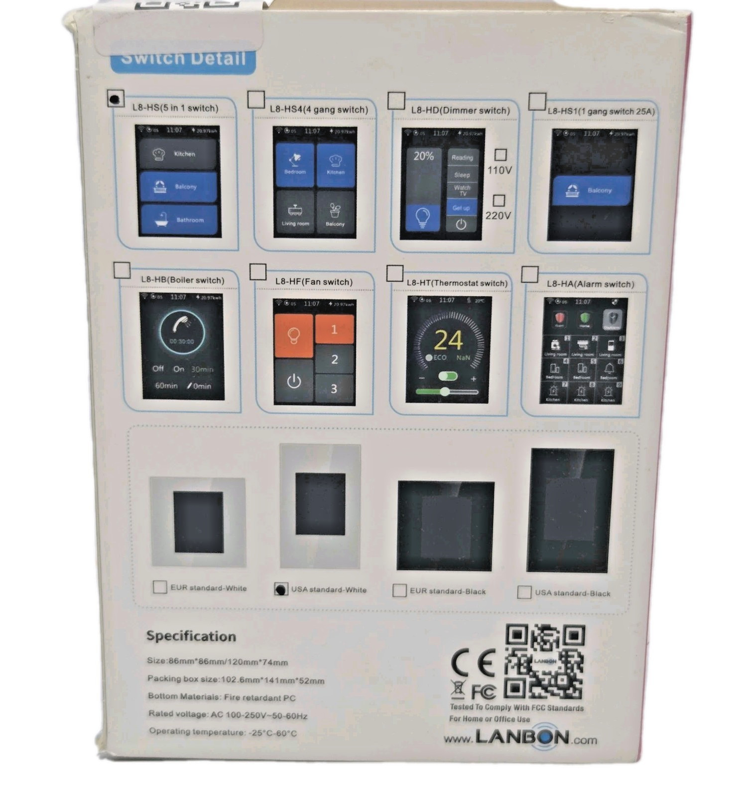 Lanbon L8-HS 5 in 1 MagicPanel TouchScreen LCD WiFi Mesh Smart Switch