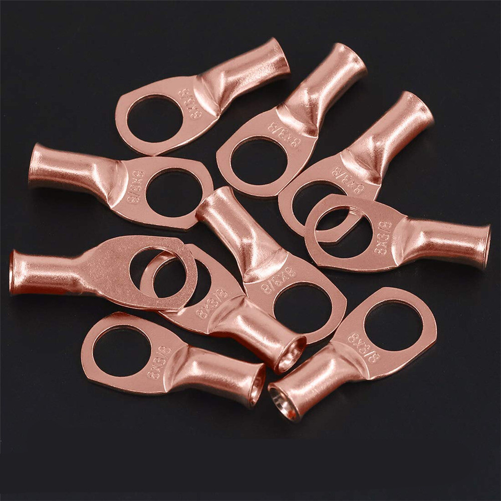 Bare Copper Lugs Ring Terminals Battery Wire Welding Cable Connectors 8-4/0 AWG