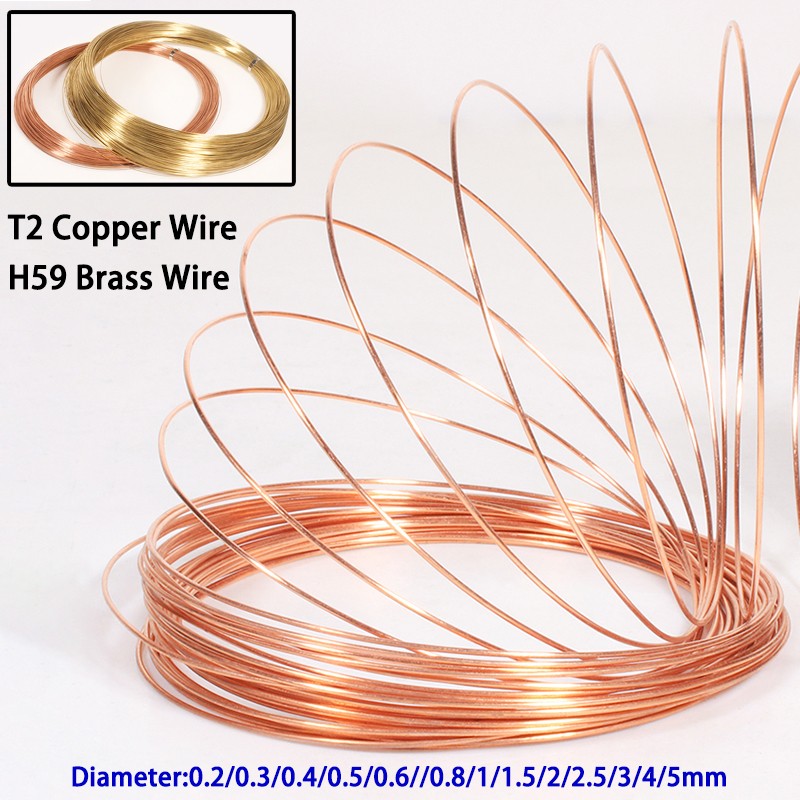 T2 Copper Wire/H59 Brass Wire Round Solid Bare Dia 0.2/0.3/0.4/0.5/0.6/0.8-5mm
