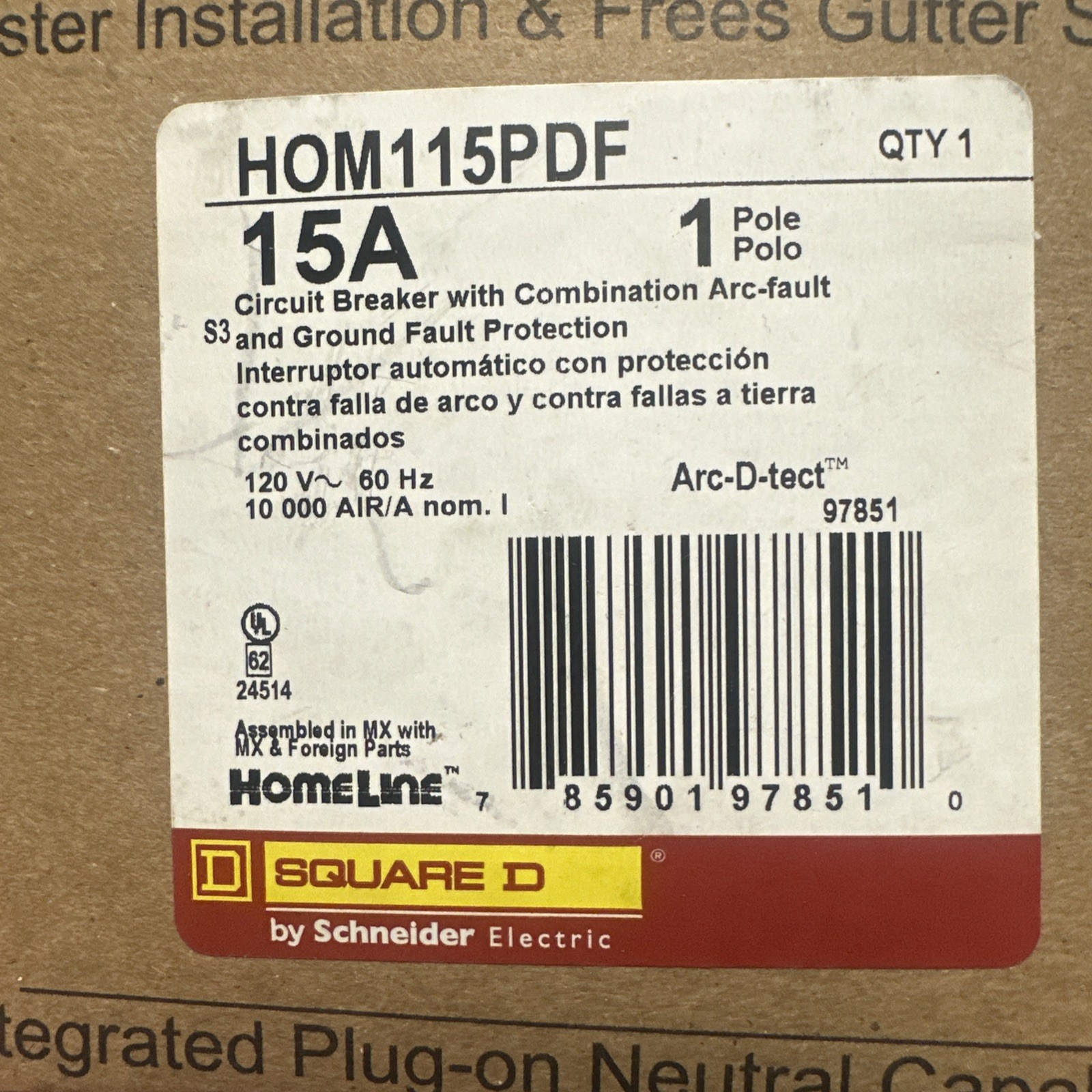 Square D Homeline 15A Single-Pole CAFCI Plug