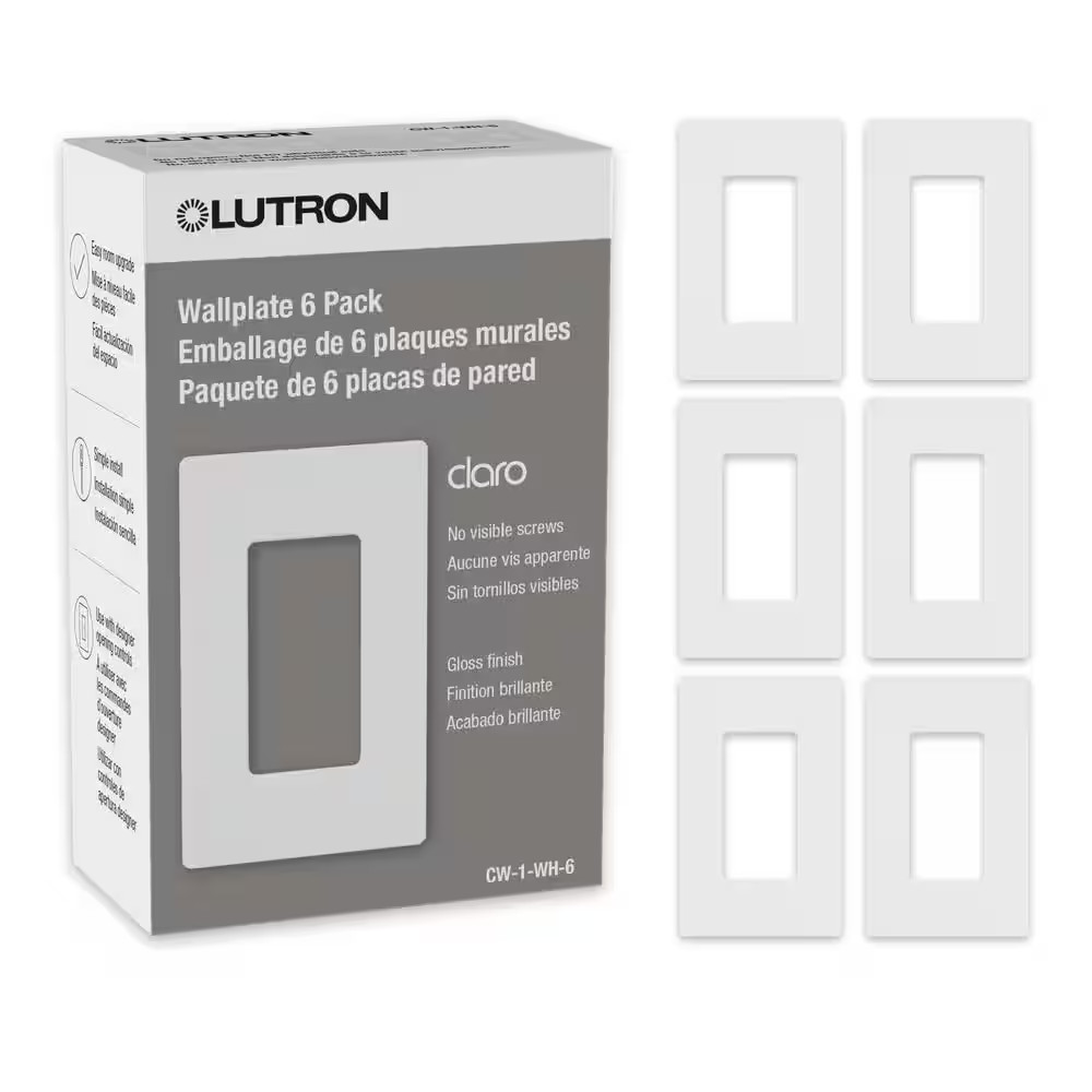 Claro 1 Gang Wall Plate for Decorator/Rocker Switches, Gloss, White (CW-1-WH-6)