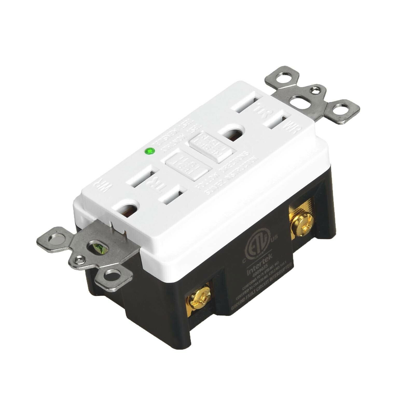 3-Pack 15 Amp GREENCYCLE GFI Electrical GFCI Outlet, Wall Plate Included White