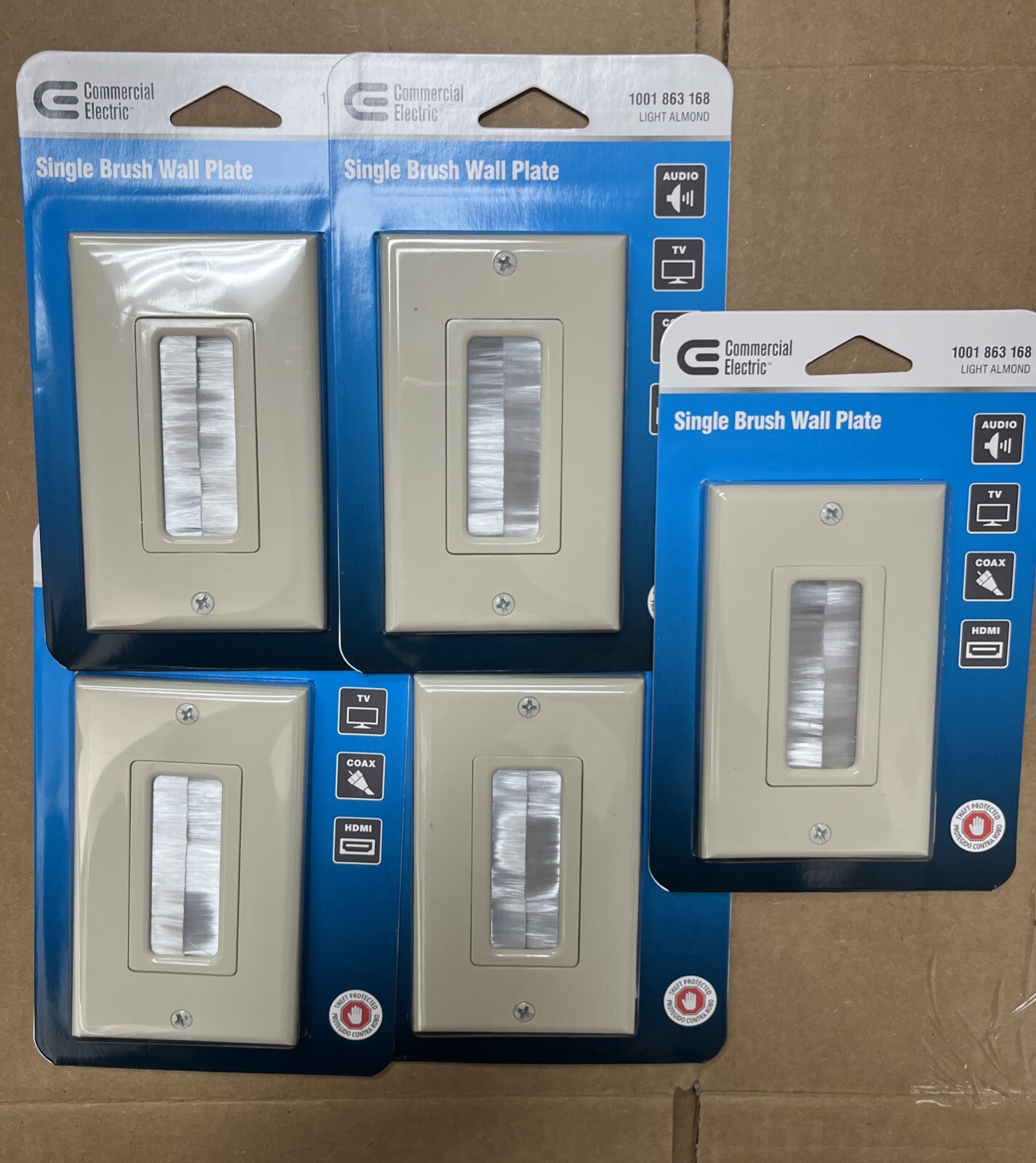 Commercial Electric Single Brush Plate Light Almond (5-Pack)