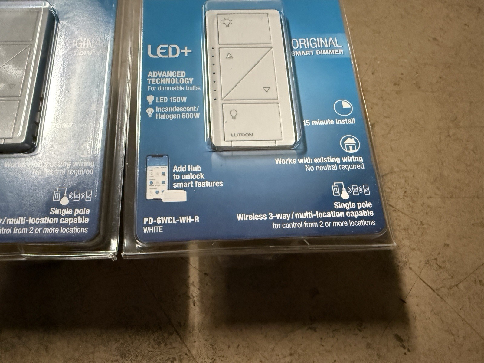 LOT OF 2 LUTRON ORIGINAL SMART SWITCH HOME PD-6WCL-WH-R WHITE BRAND NEW LOOK