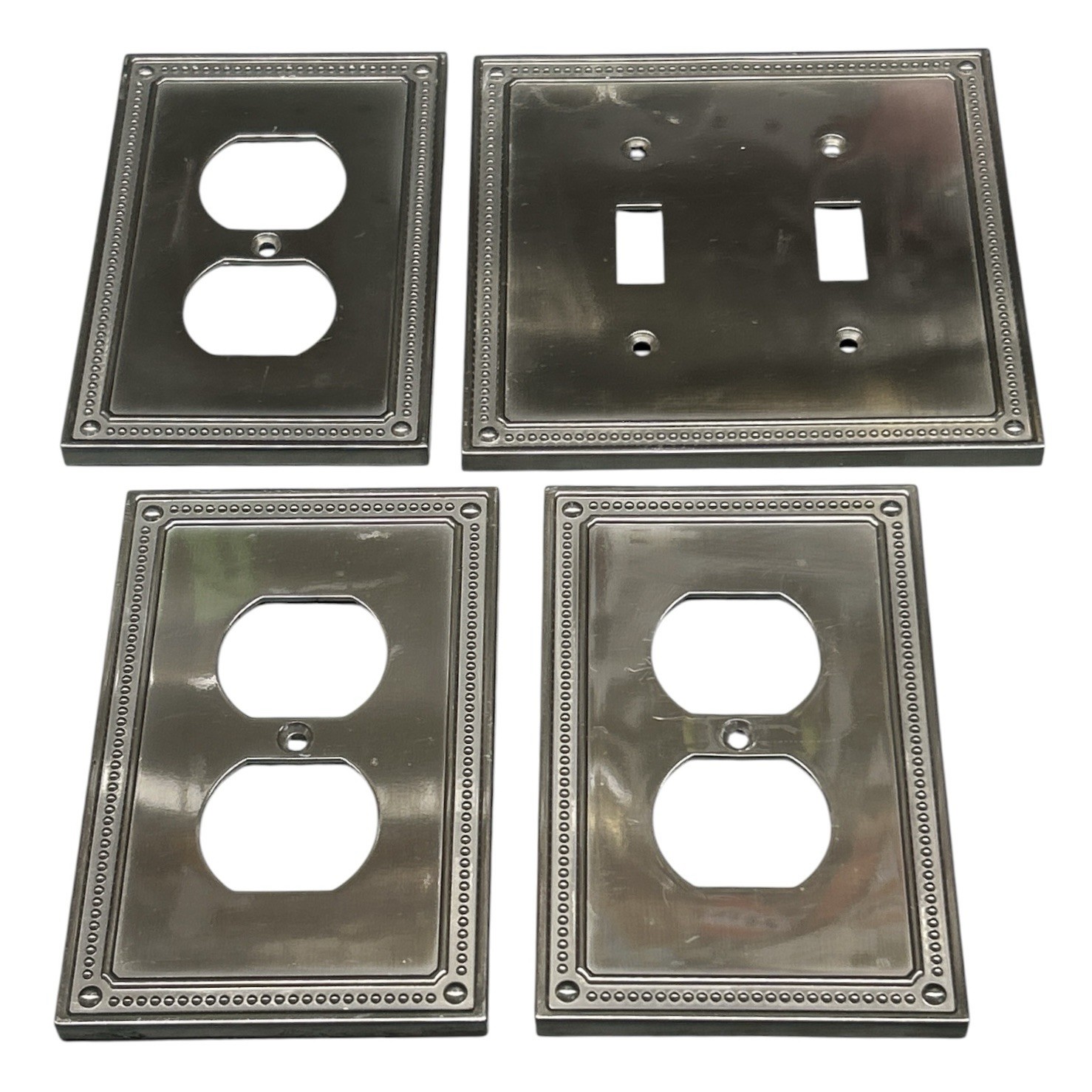 LHMC Wall Plates Classic Beaded Design, Brushed Nickel 2015 Set Of 4
