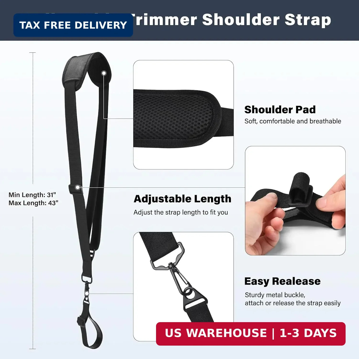 Ergonomic Trimmer Grip, String Trimmers Handle with Shoulder Strap Harness, Weed