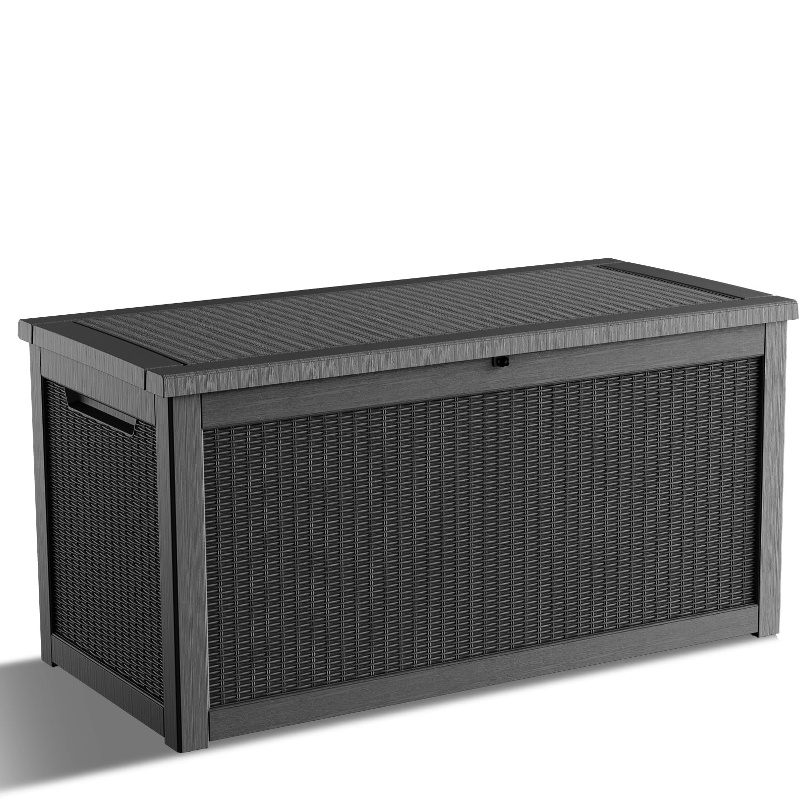 320 Gallon Waterproof Outdoor Storage Box, UV Resistant Resin Deck Box with Hydr