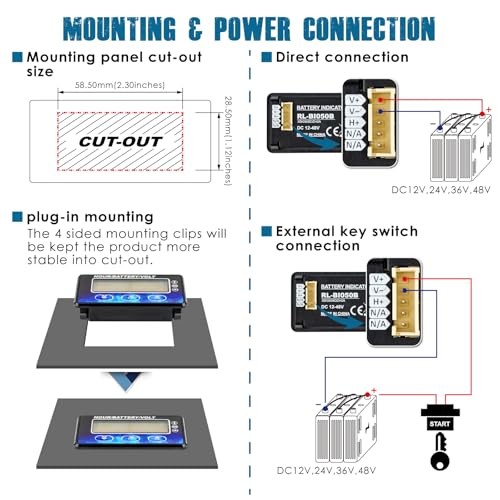 RL-BI050B Battery SOC Indicator Voltage & Hour Meter | DC12V/24V/36V/48V for