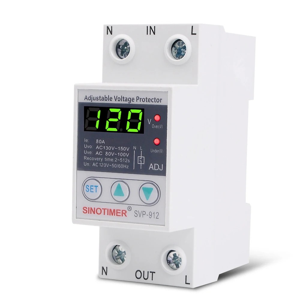 Surge Protector Relay 110V 120V 40A 63A 80A Over Under Voltage Auto Switch Tools