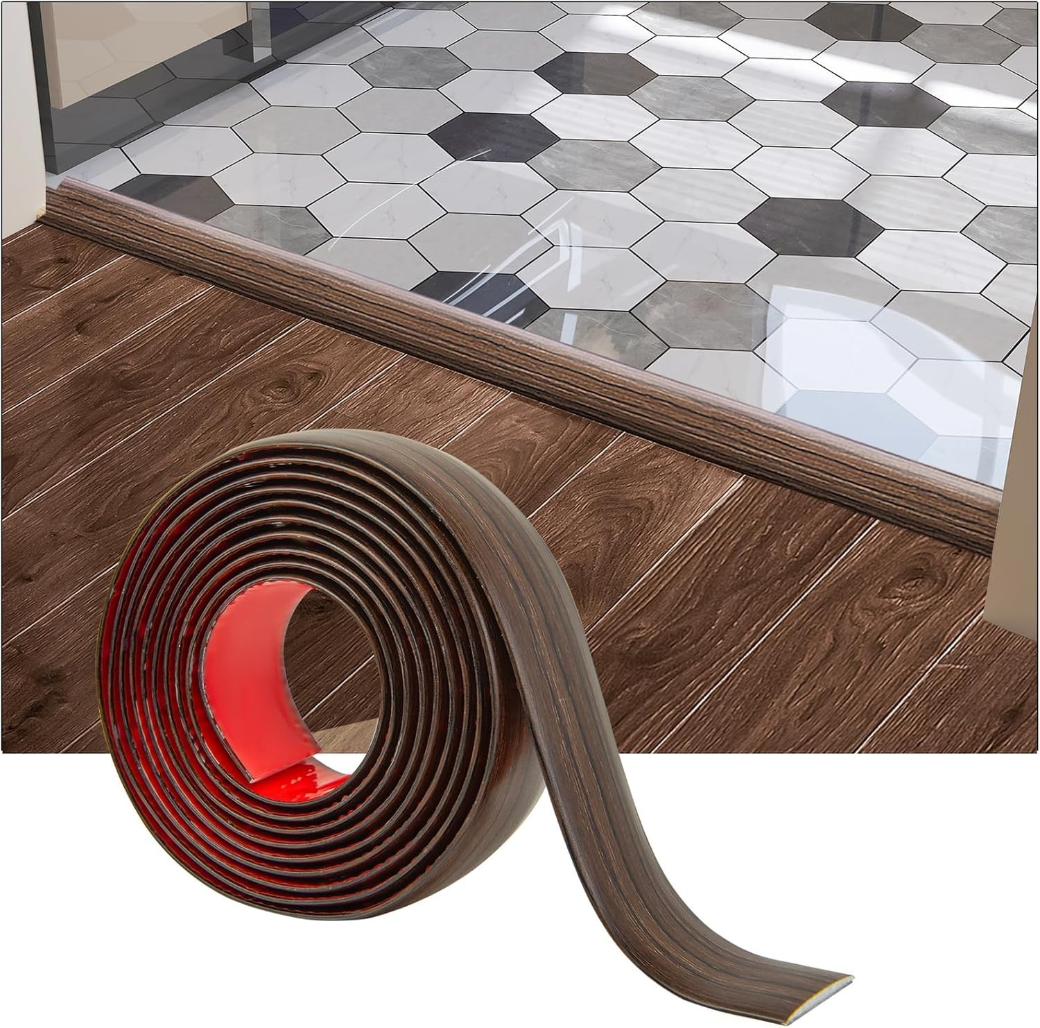 4 FT Self-Adhesive Vinyl Floor Transition Strip – Elegant Gap Covering Solution