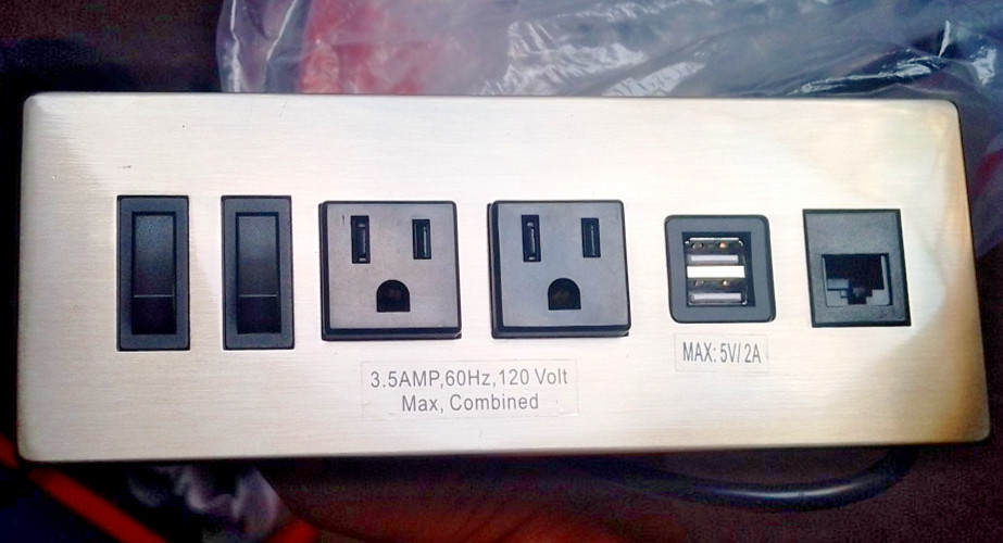 DIY custom made Power Distribution strip 120V 2 Outlet 2 USB 2 toggle 1 ethernet