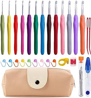 Mayboos 38 Pack Crochet Hooks Set, 13 Pcs 2mm(b)-10mm(n) Ergonomic Crochet Hooks