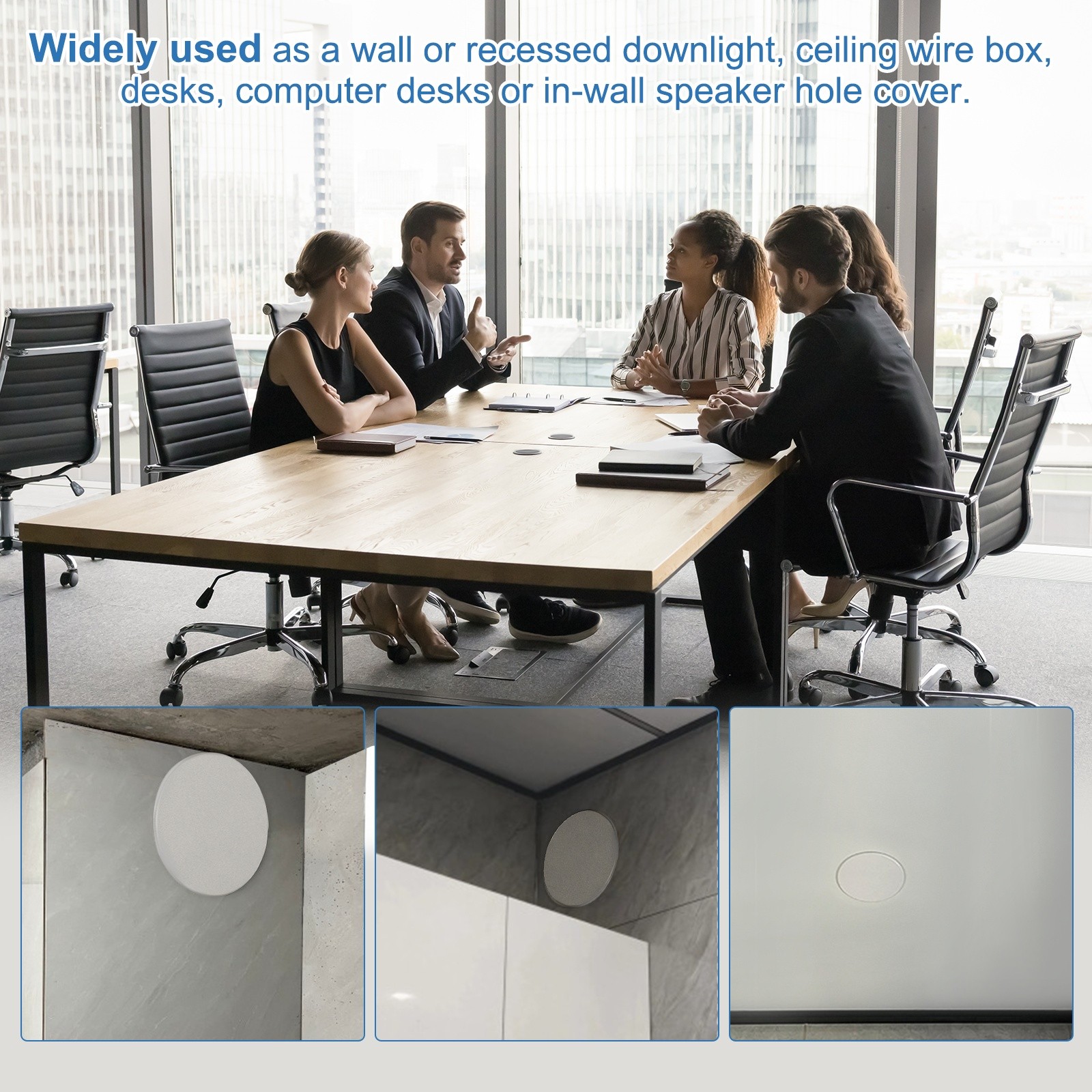 3.7″ Spring Ceiling Cover Plate for 2.2-3.4″ Round Hole, Dark Gray