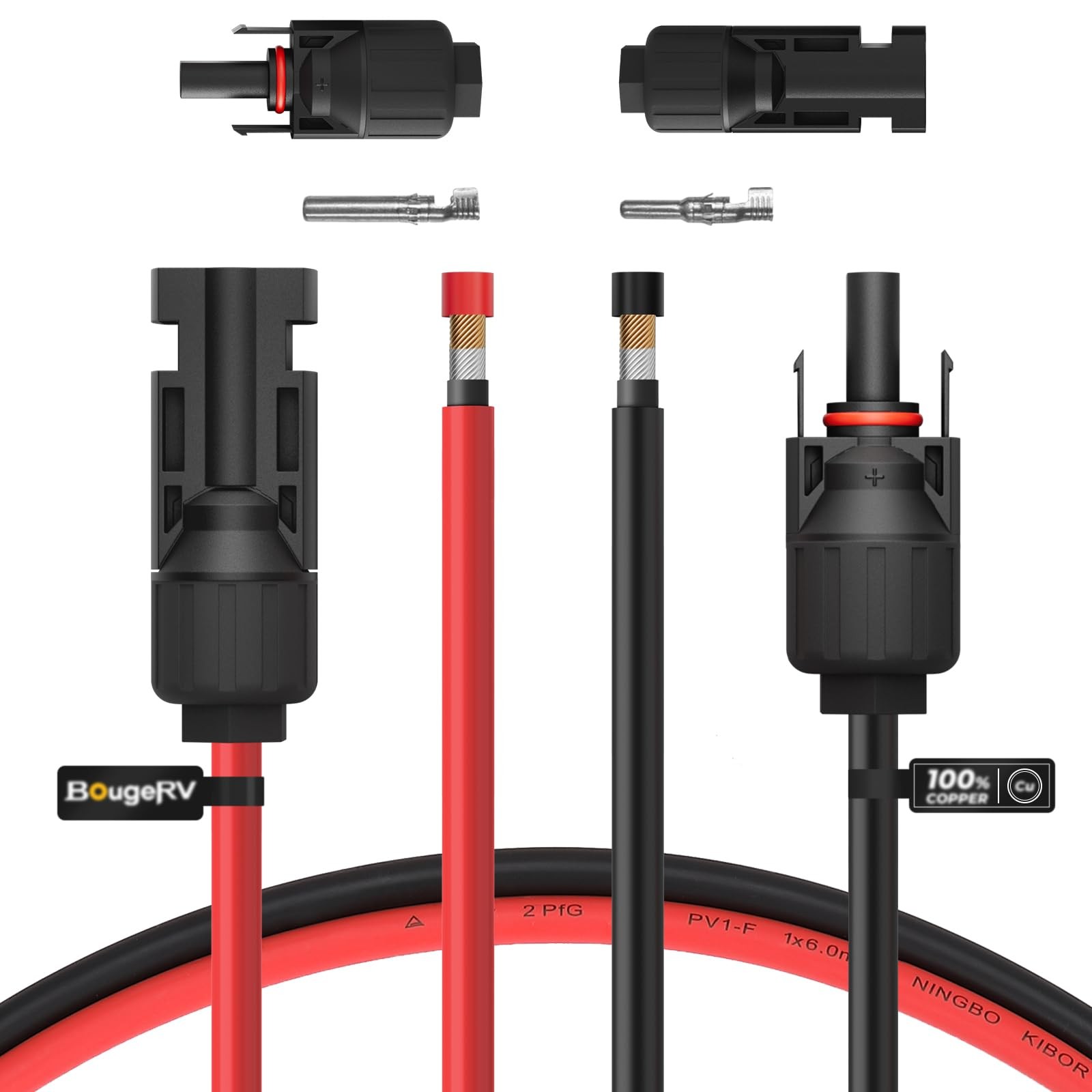 BougeRV 10 Feet 10AWG Solar Extension Cable with Female and 10FT 10AWG,
