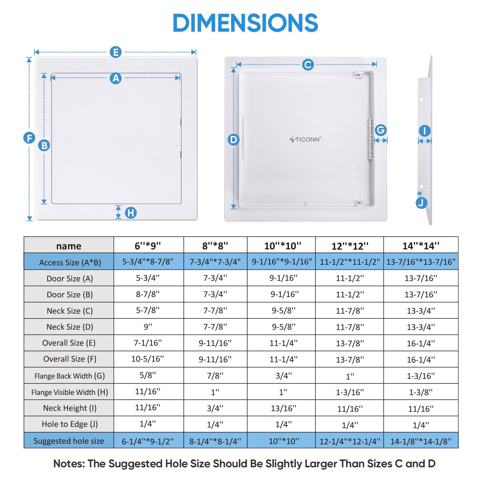 Access Panel for Drywall, 6 x 9 Inch ABS Plastic Wall Hole Cover Access Doors…