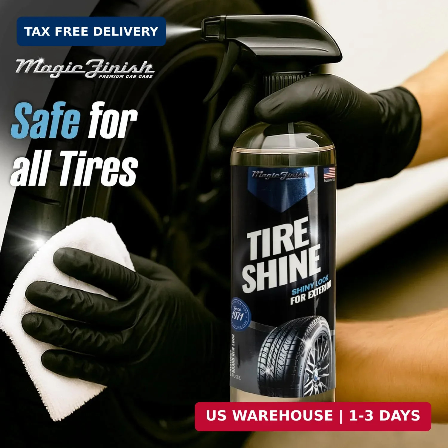 Magic Finish Tire Shine (16 fl oz) – Silicone-Based Tire Dressing for Long-Lasti