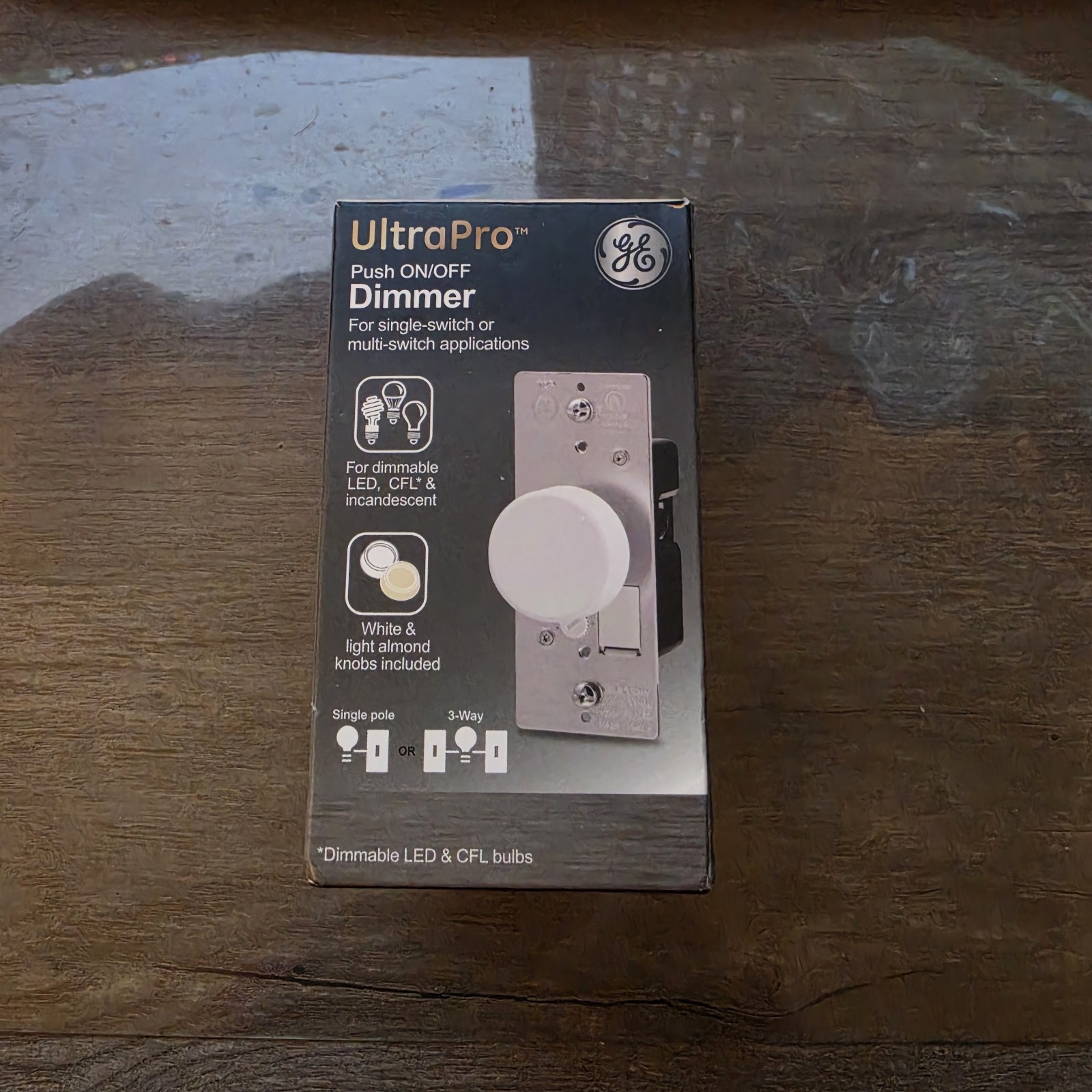 GE Rotary Dimmer Switch Single Pole LED CFL Incandescent 18021 – No Knobs