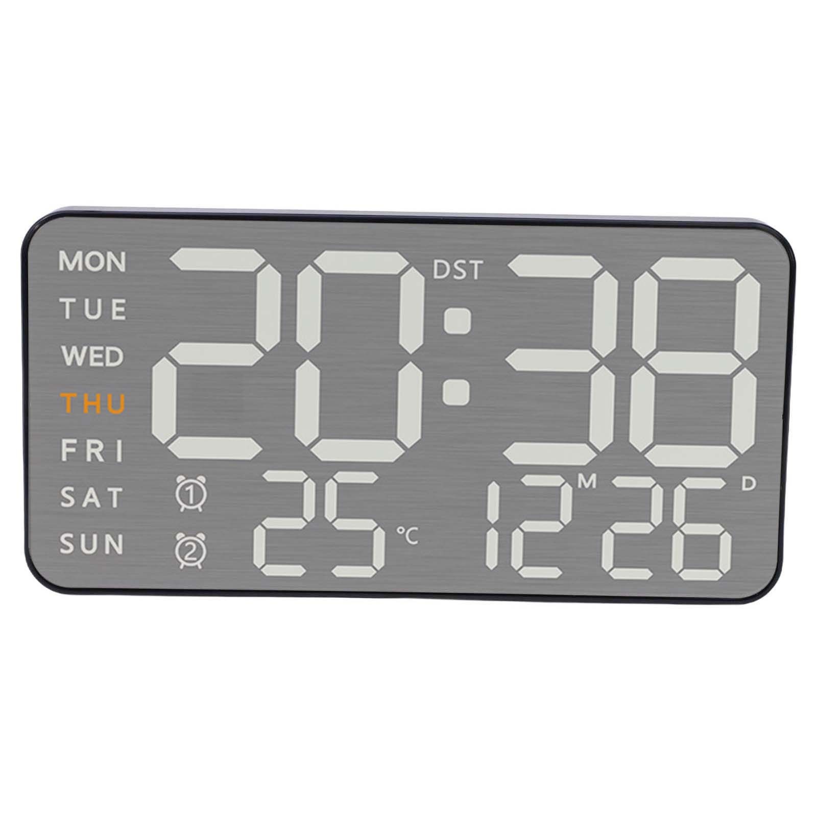 Bright Display Digital Wall Clock Electronic Alarm Clock 12/24 Hours Format