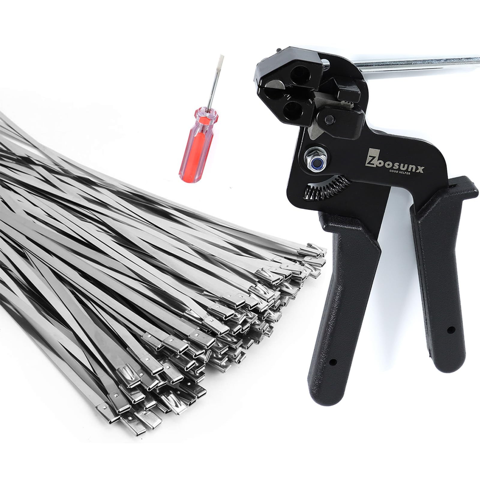 Metal Zip Ties & Cable Tie Gun Set, 100PCS 11.8 Inch 304 inches