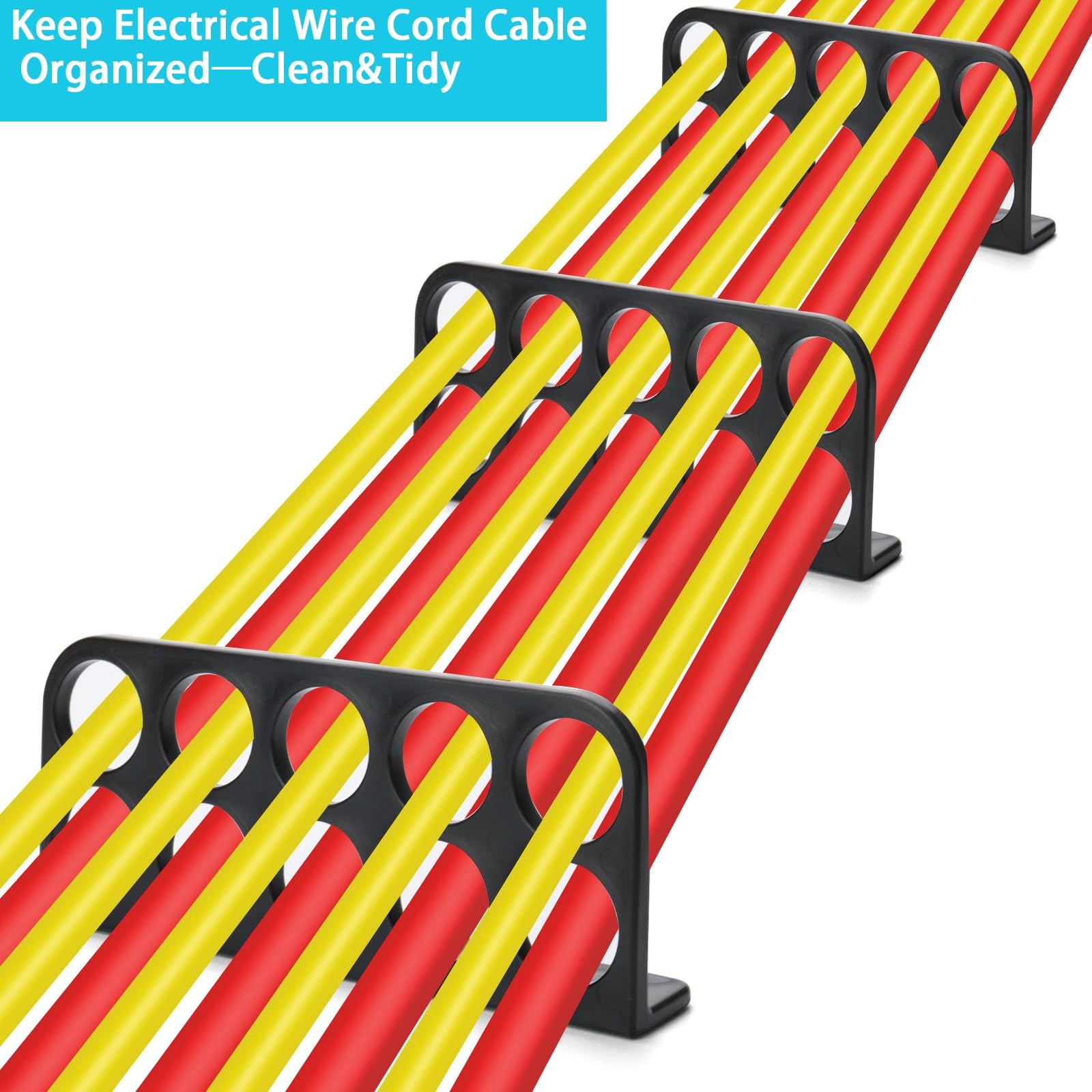 20Pack Cable Chase-Wire Bracket,Cable Support Wire Bracket 20 Pack, Black