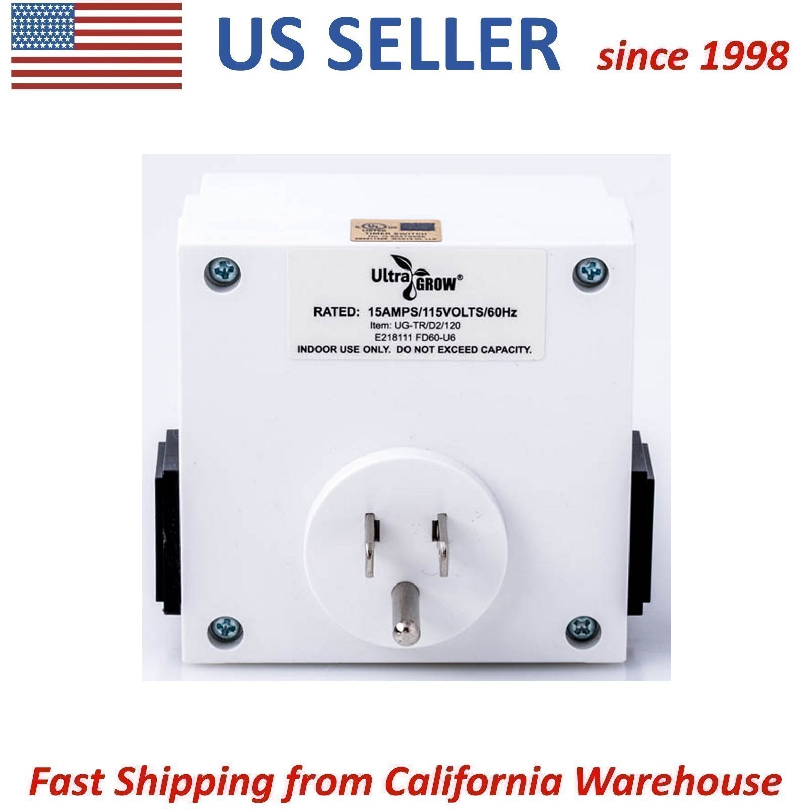 UltraGrow Heavy Duty Digital 7-Day Timer Double 3-Prong Outlet Plug LCD Display