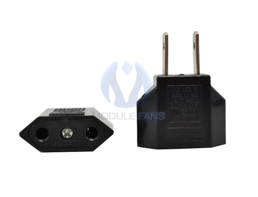 New Euro EU to US USA Power Plug Converter Adapter with Two Holes ABS Black 1 PC