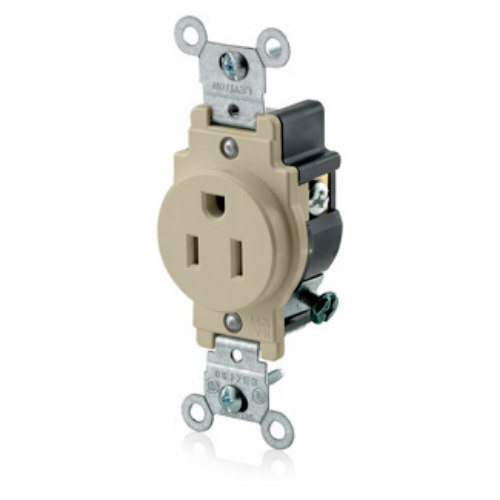 IVORY Commercial 3W Grounding Single Flush Receptacle OUTLET NEMA 5-15R 5015-I
