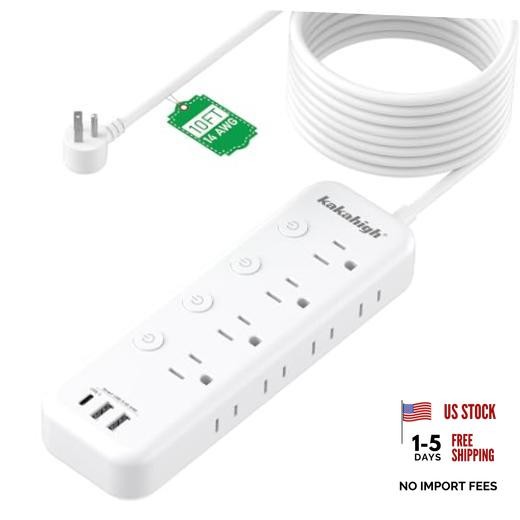 10FT Heavy Duty Extension Cord with Individual Appliance Extension Cord-10FT