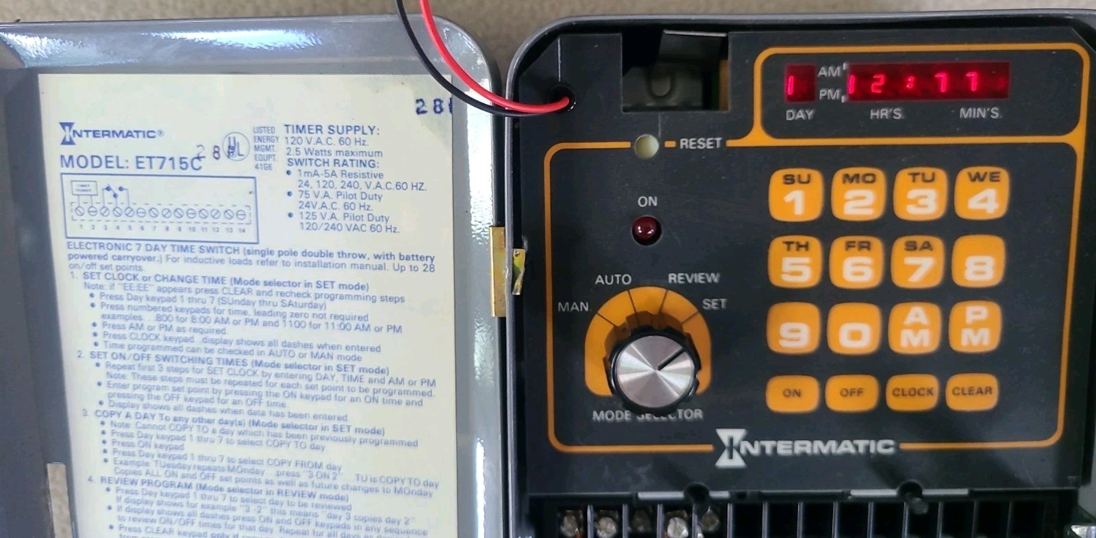 Intermatic ET715C Electronic 7-Day Timer Switch SPDT USA 24HR 120VAC – Works!