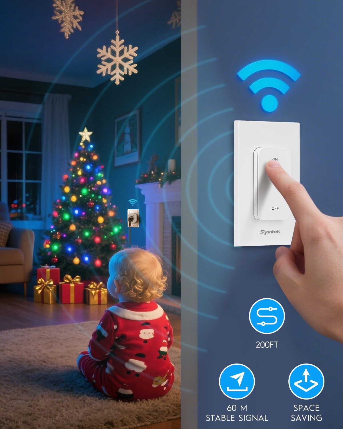 Wireless Wall Switch Remote Control Outlet Kit, 15A/1875W Heavy Duty Electric…
