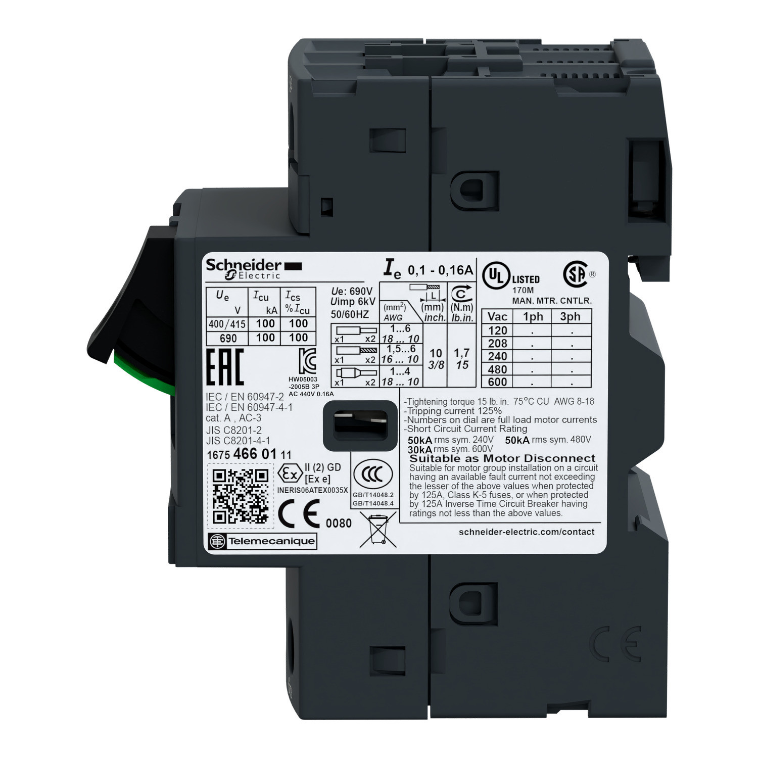 Schneider Electric GV2ME10 Manual Motor Circuit Breaker 3P 4 to 6.3A USA STOCK
