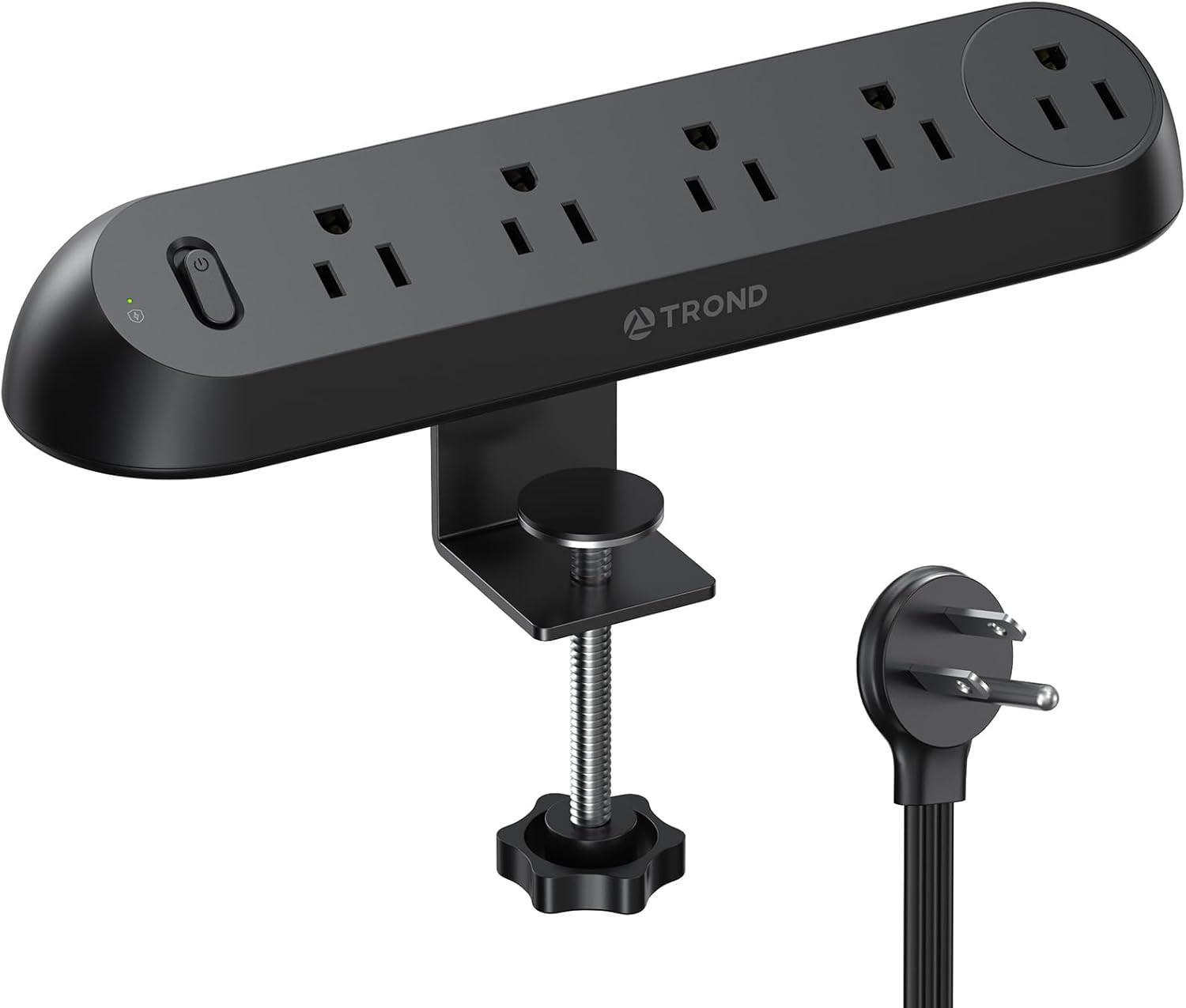 Desk Clamp Power Strip – Surge Protector Power Strip with 5 AC Outlets, Flat Plu