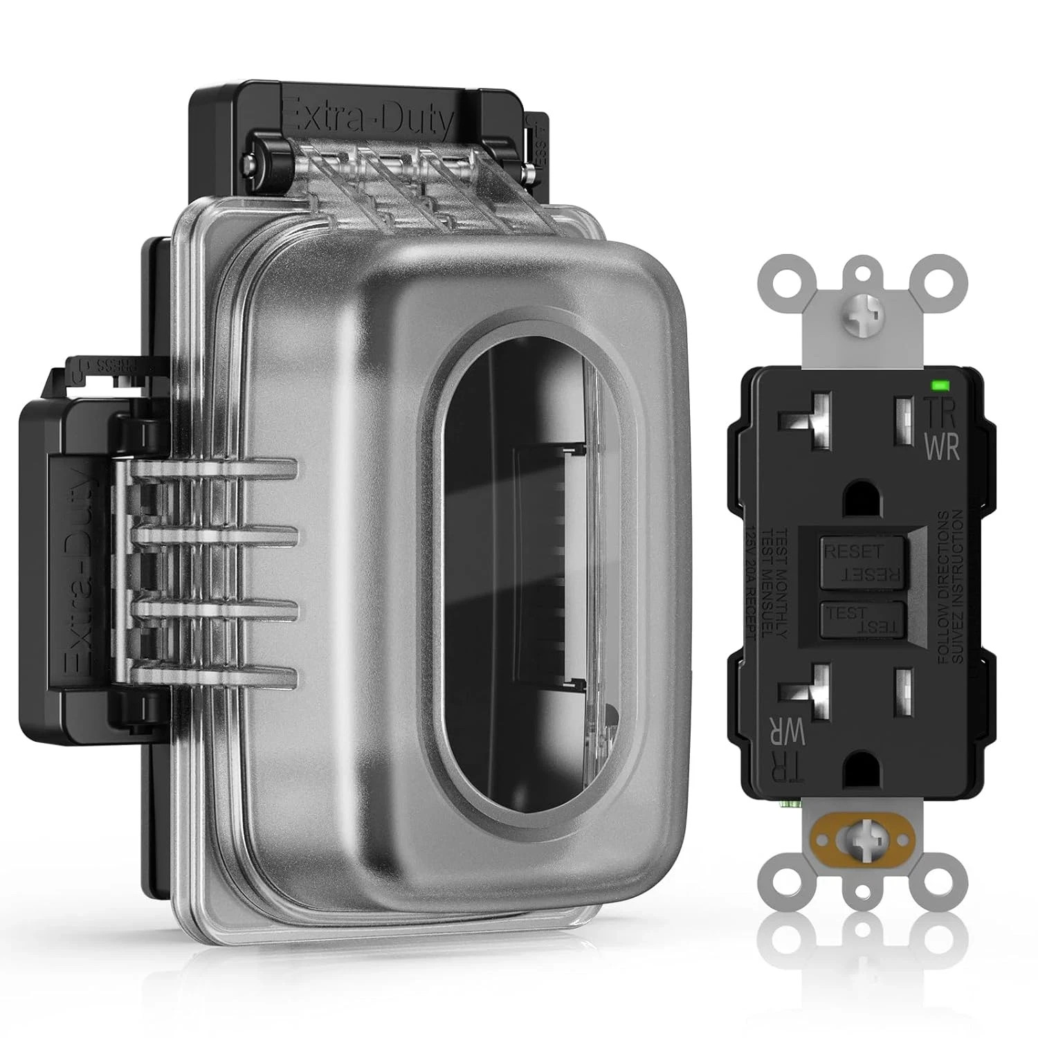 Outdoor GFCI Outlet with Extra-Duty in Use Cover, 20 Amp TRWR Self-Test