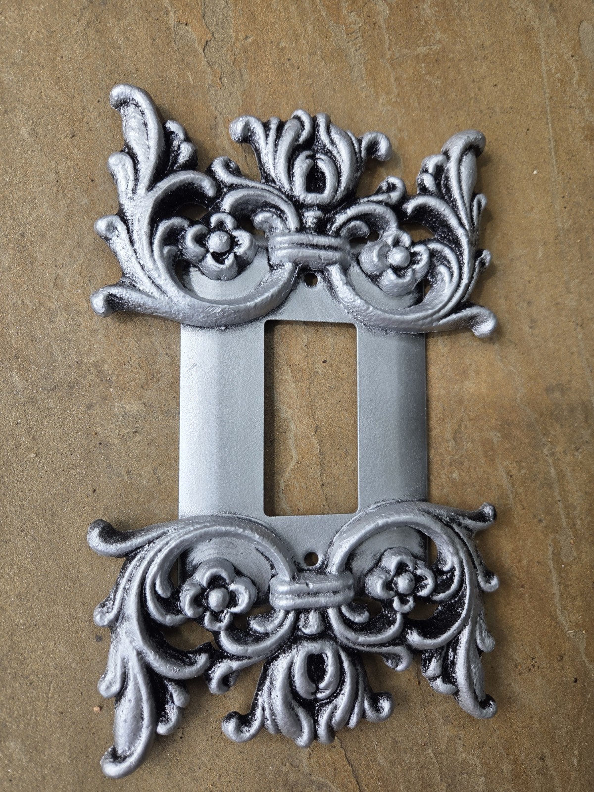 Decorative Metal Rocker Switch Plate Cover Antique Silver Victorian Wall Plate
