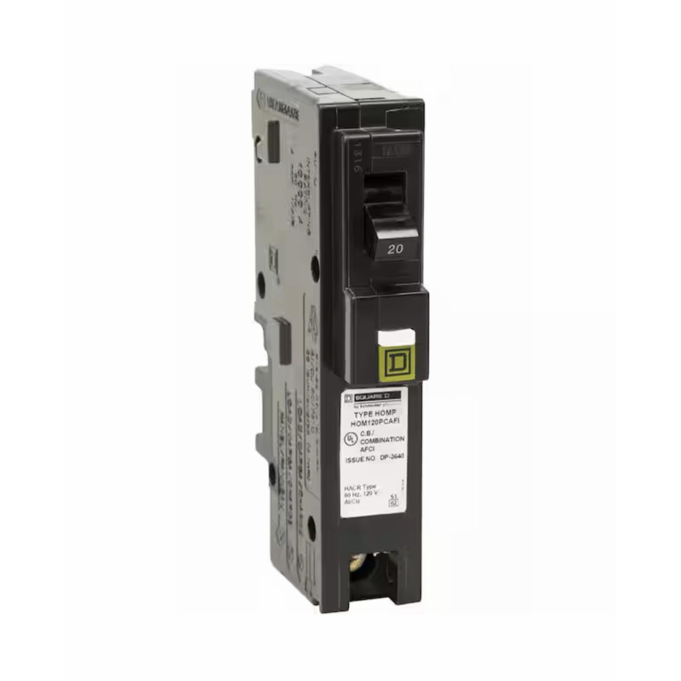 Square D HOM120PCAFIC 20A 120V 1-Pole Plug-On Neutral AFCI Circuit Breaker
