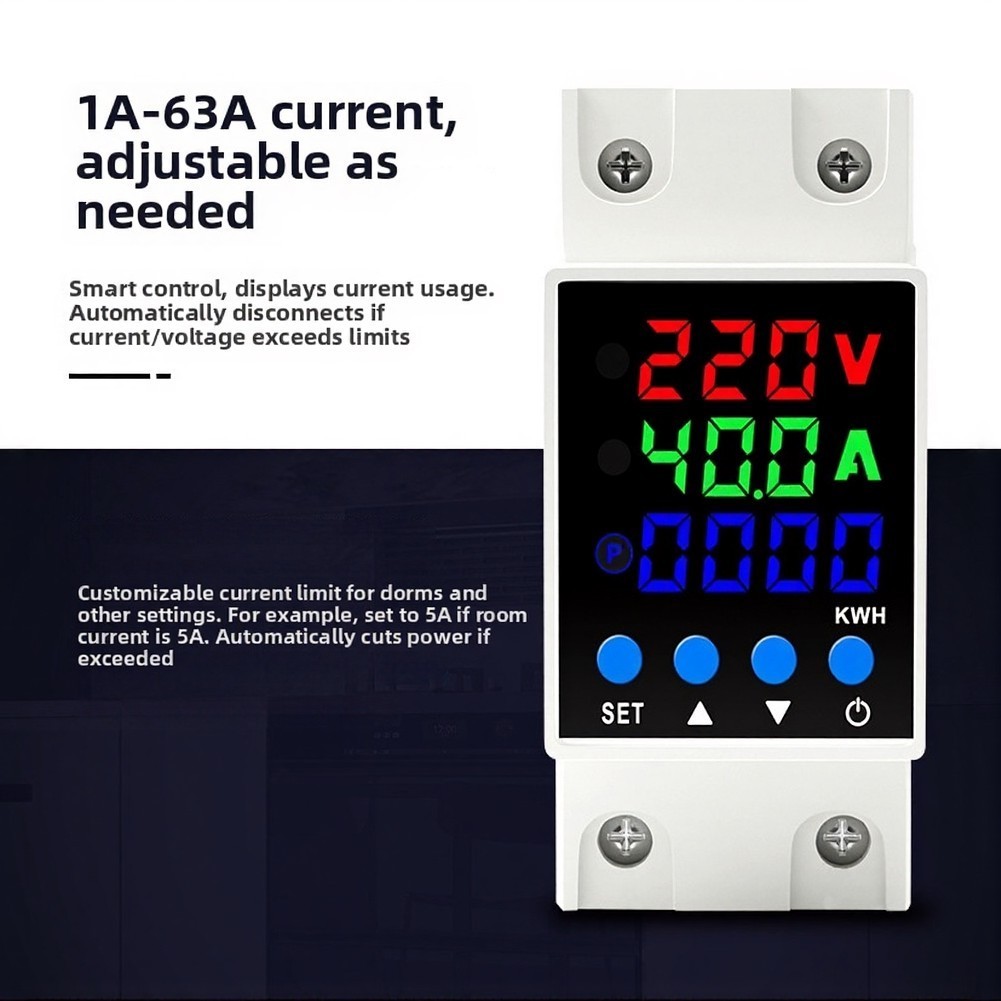 Intelligent Digital Over Under Voltage and Over For Current Protector 63A