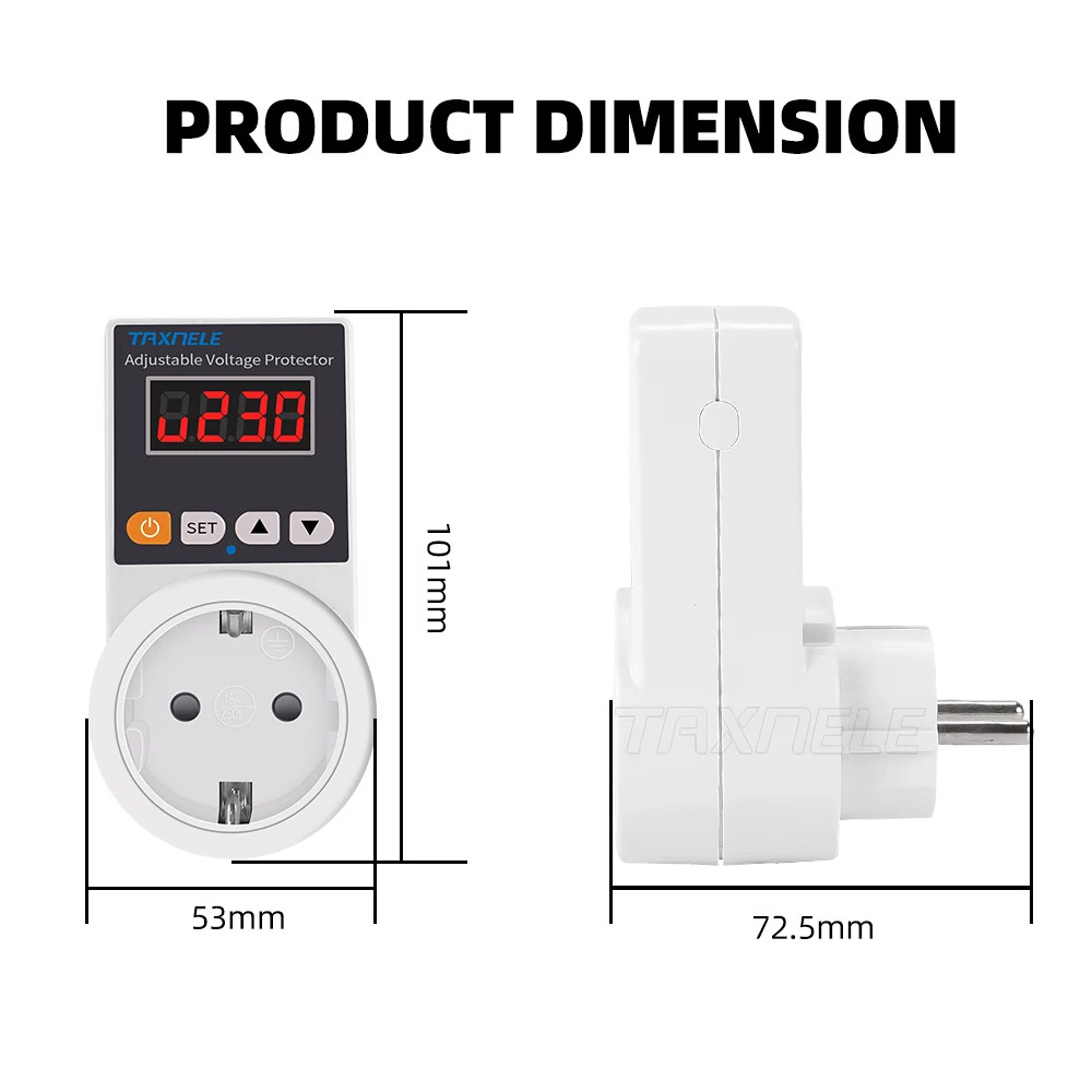 Automatic Voltage Protector 220V 16A Digital Surge Protection Socket EU Plug