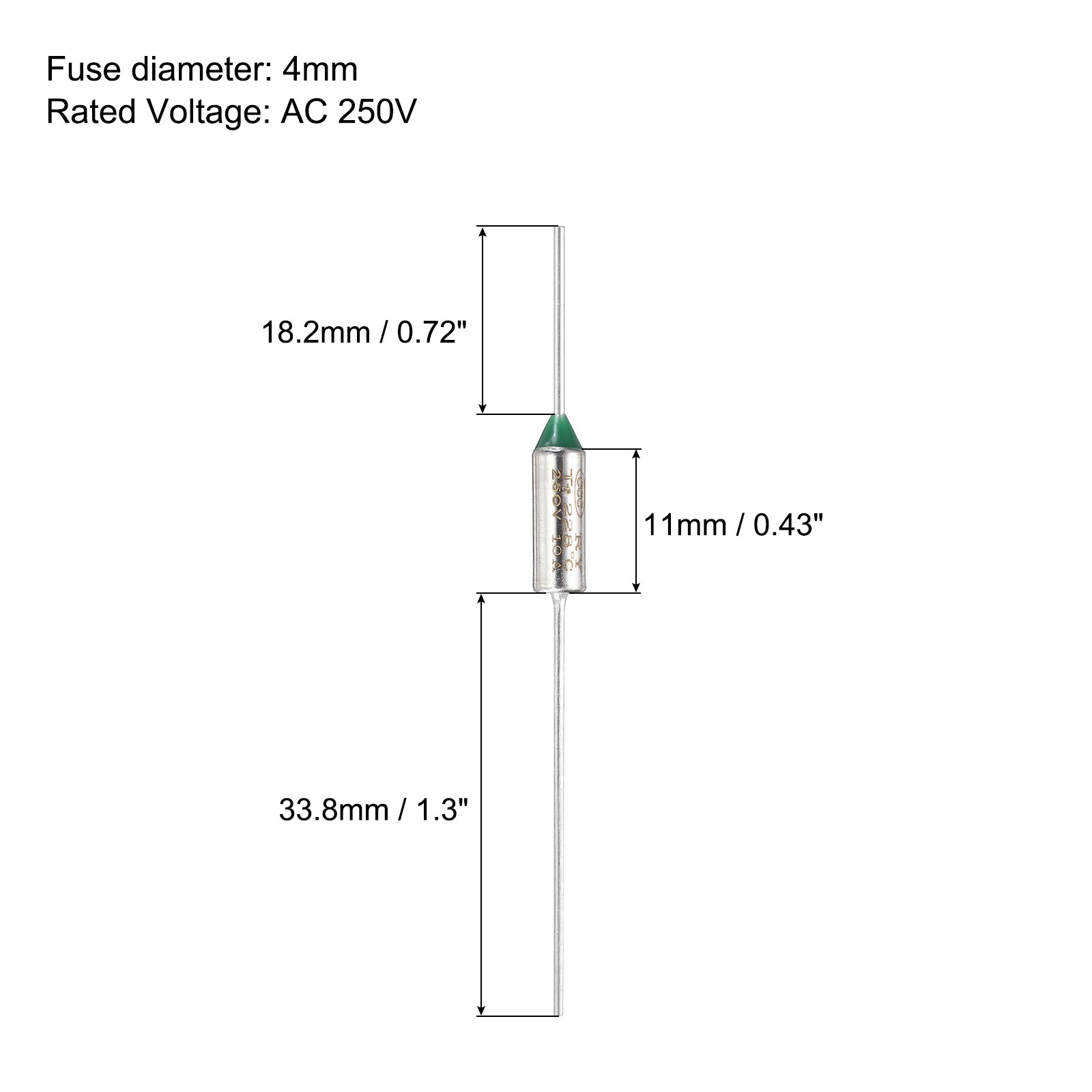 20Pcs Metal Temperature Thermal Fuse RY215 228 °C 442.4 °F 10A 250V for Motor