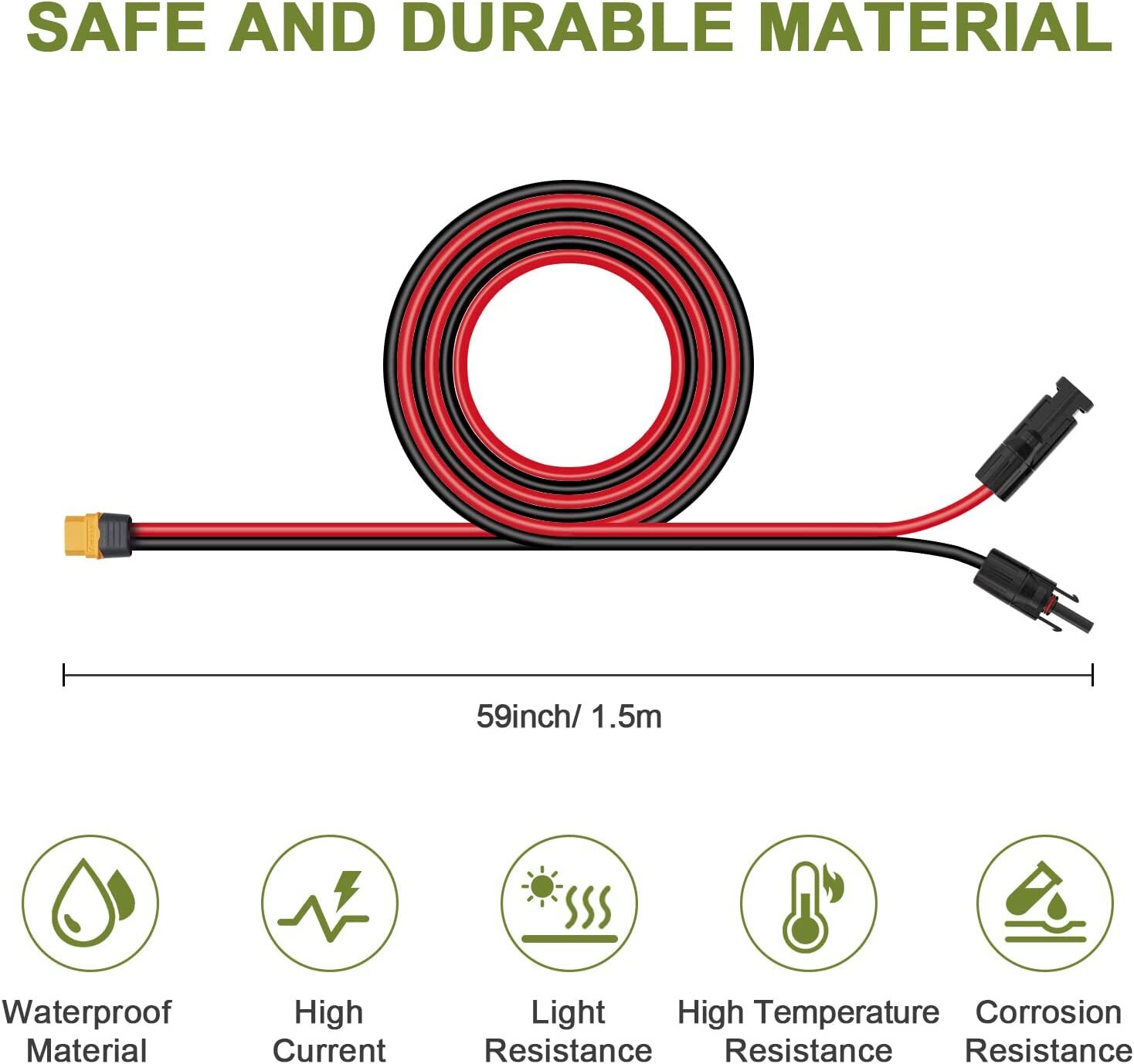 ALLPOWERS Solar Cable to XT60 Solar Panel to Power Station Charging Cable 1.5m