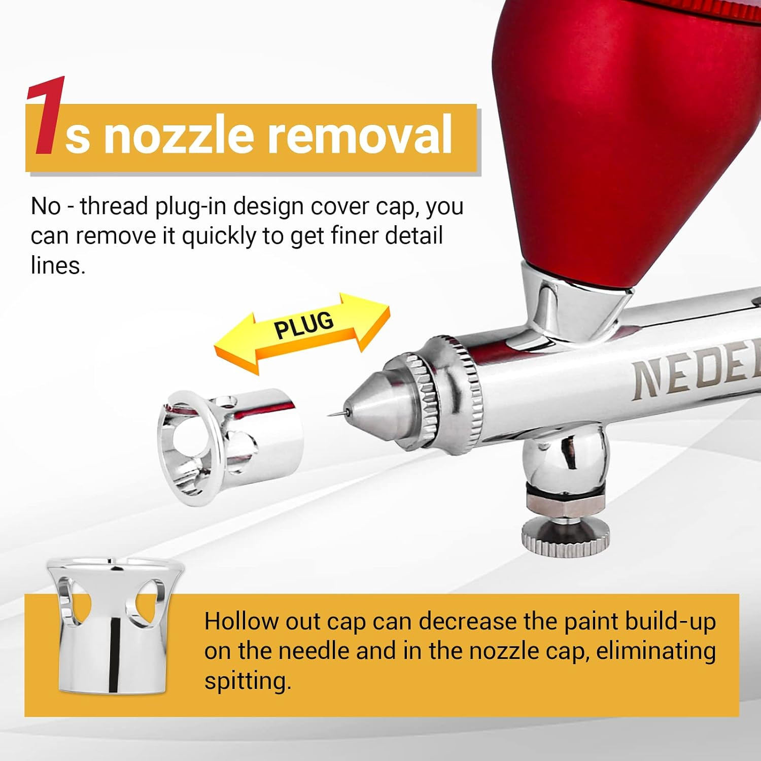 SJ83 Airbrush, Self-Centring Plug-In Nozzle，0.2, 0.3 & 0.5Mm Nozzle Sets and 1/3