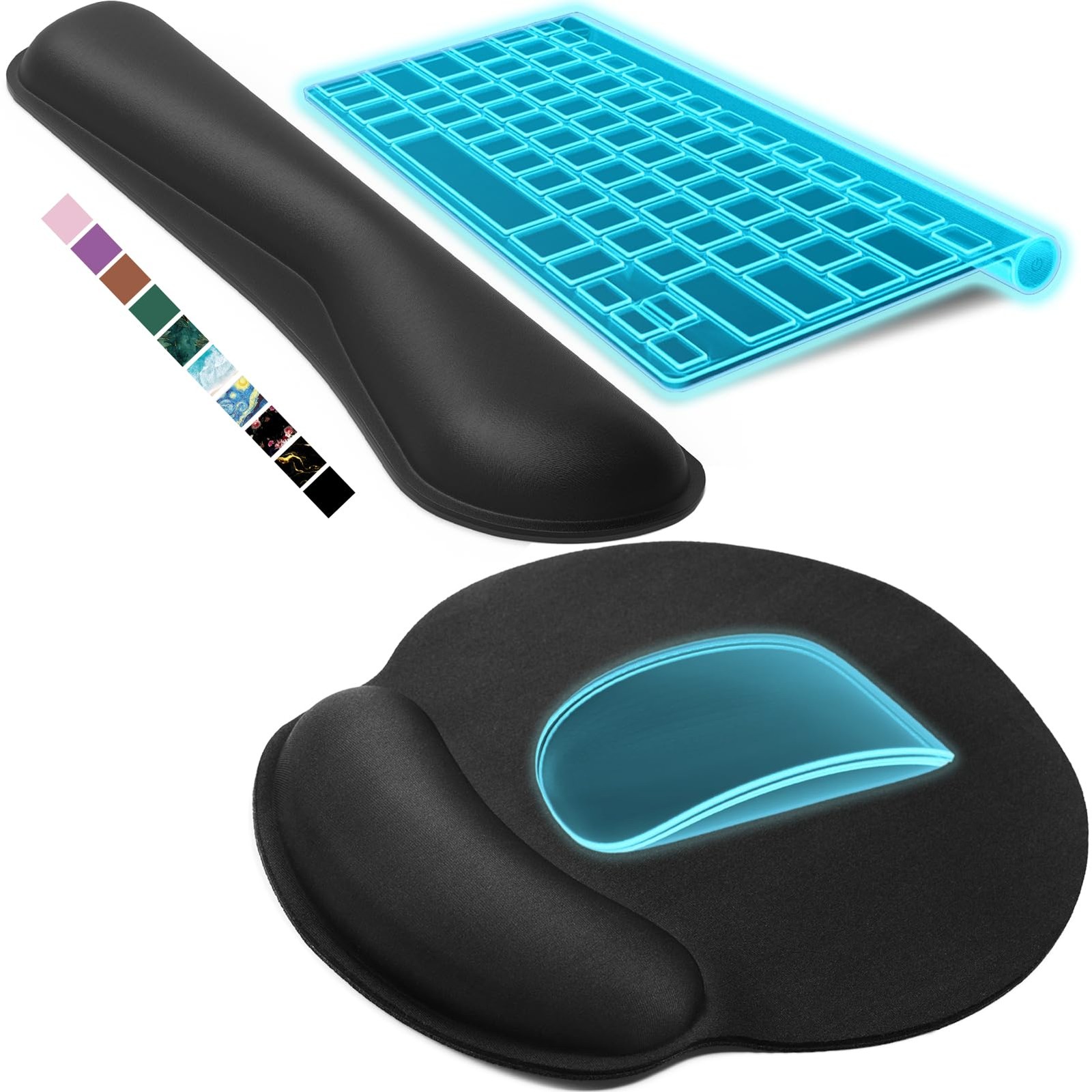 KTRIO Ergonomic Keyboard Wrist Rest & Mouse Pad with Wrist Rest, Black | Memory