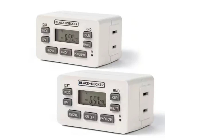 2- PACK / BLACK+DECKER Programmable Polarized Outlet Timers Digital Light Timer