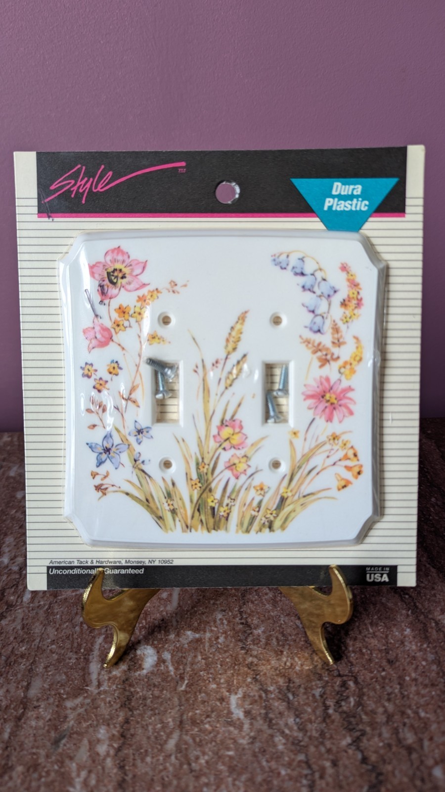 Style Double Toggle Floral Wall Plate Glossy Plastic White Multicolor Cover