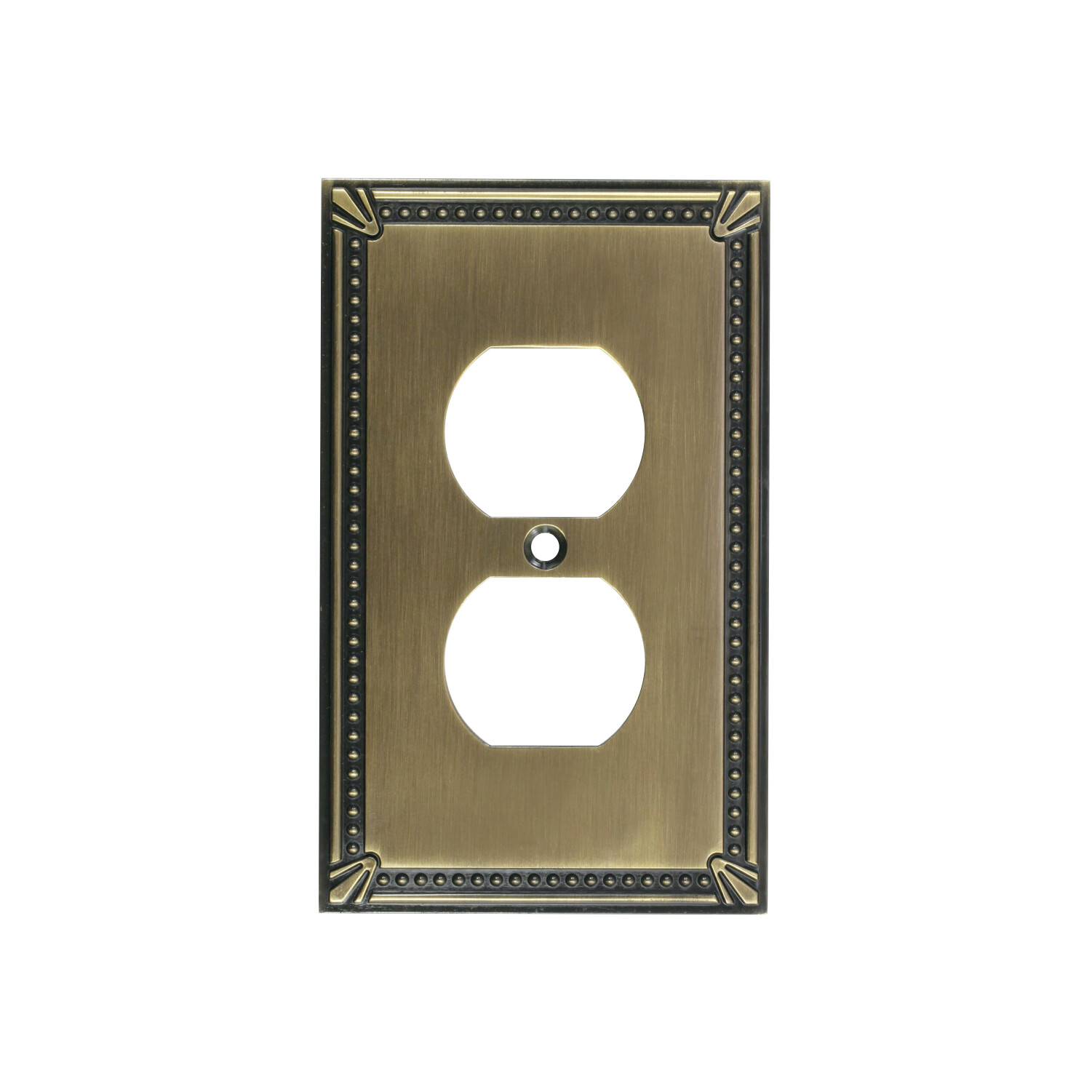 Metal Wall Plate Receptacle Outlet Cover Traditional Antique Gold Dual Gang