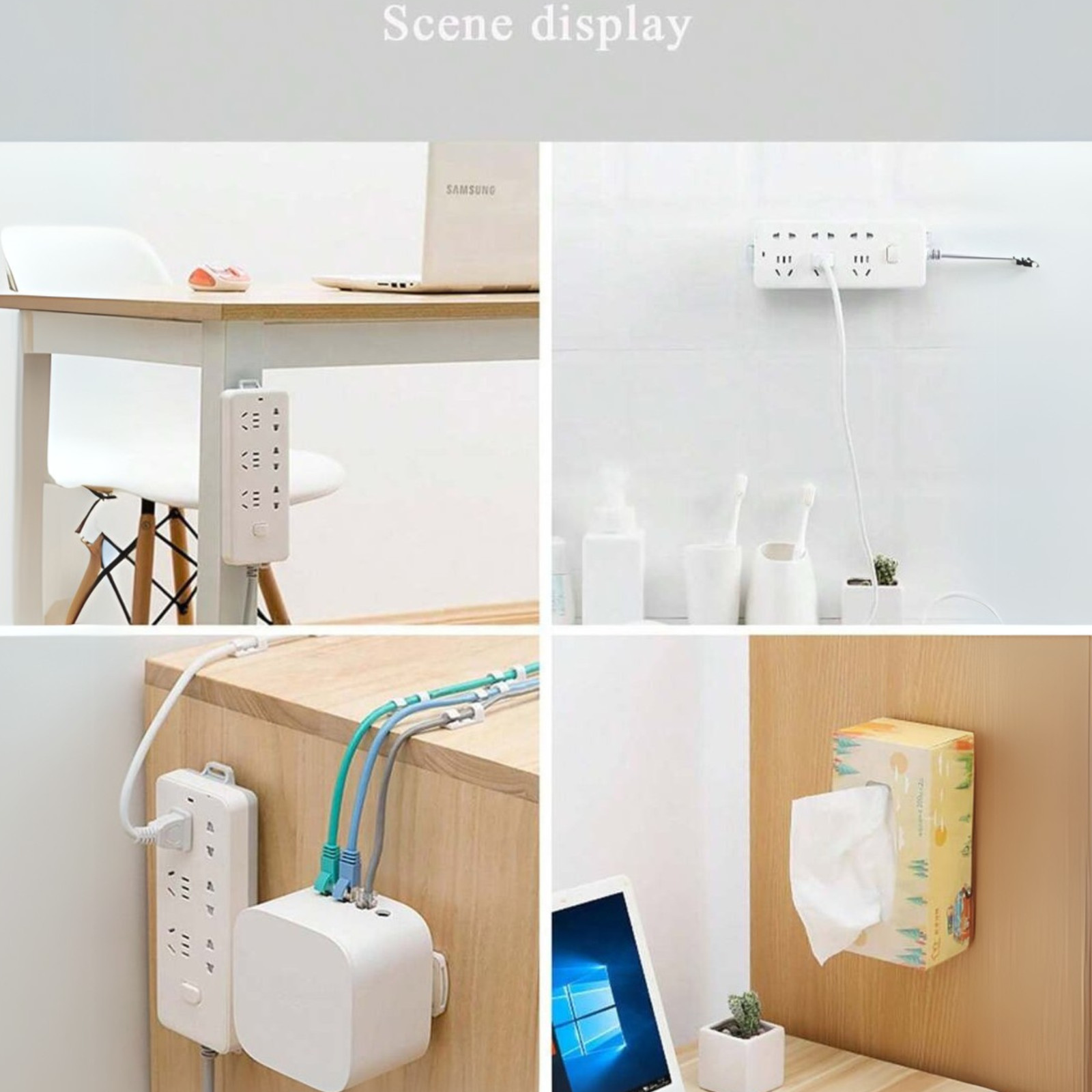 1 pc Power Strip Holder Self Adhesive Wall Mount No Drilling Required Punch Free