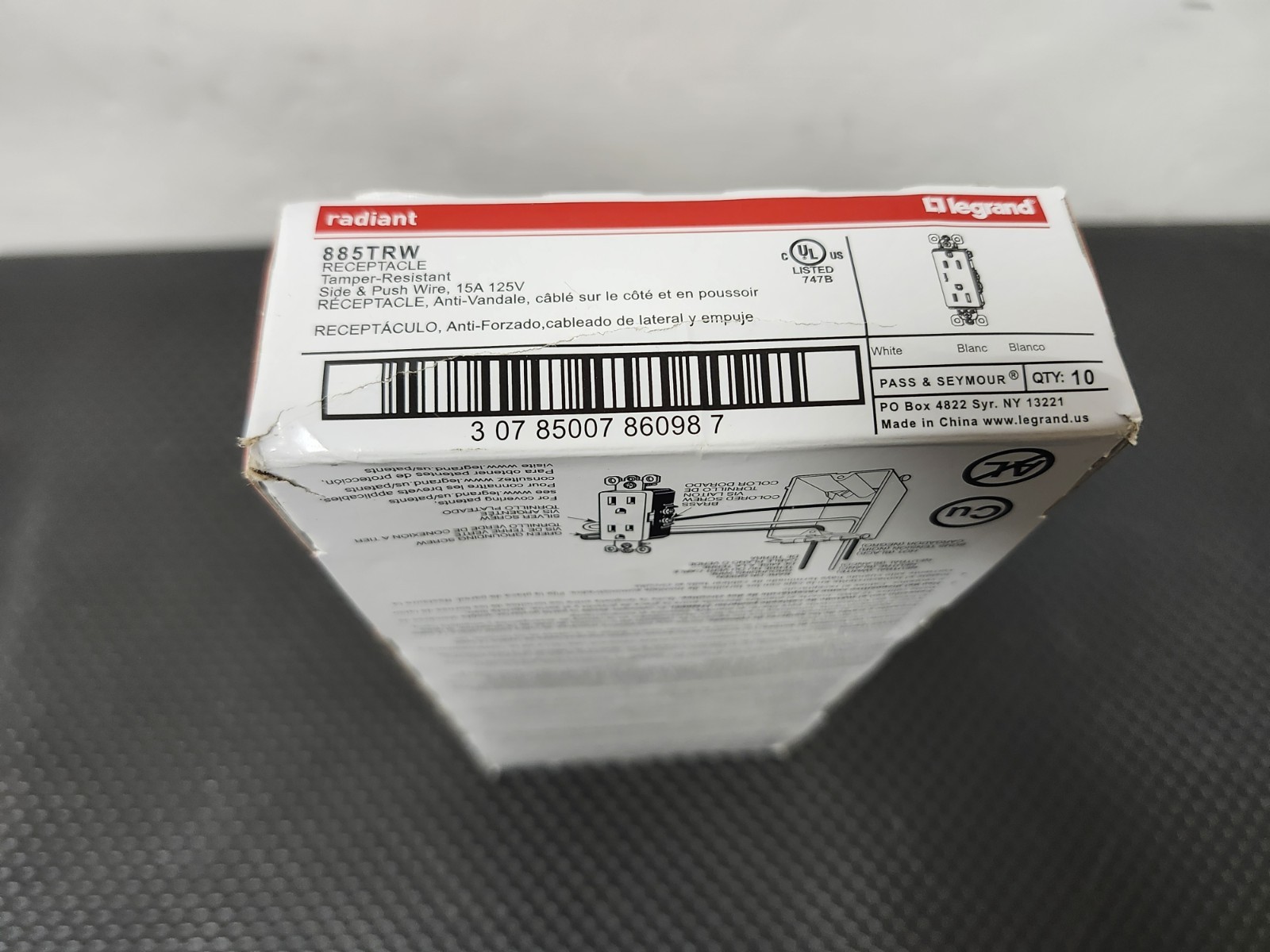 Lot of 10 Legrand Radiant 15A 125V Tamper Resistant Receptacle White 885TRW New