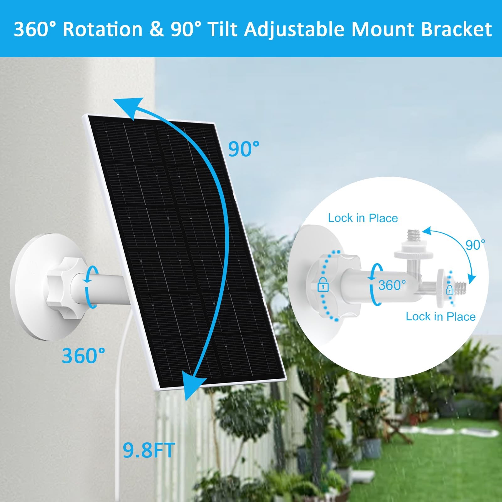 VUEBEE 4W Solar Panel for Security Camera, USB-C/Micro USB 4W-2 Pack
