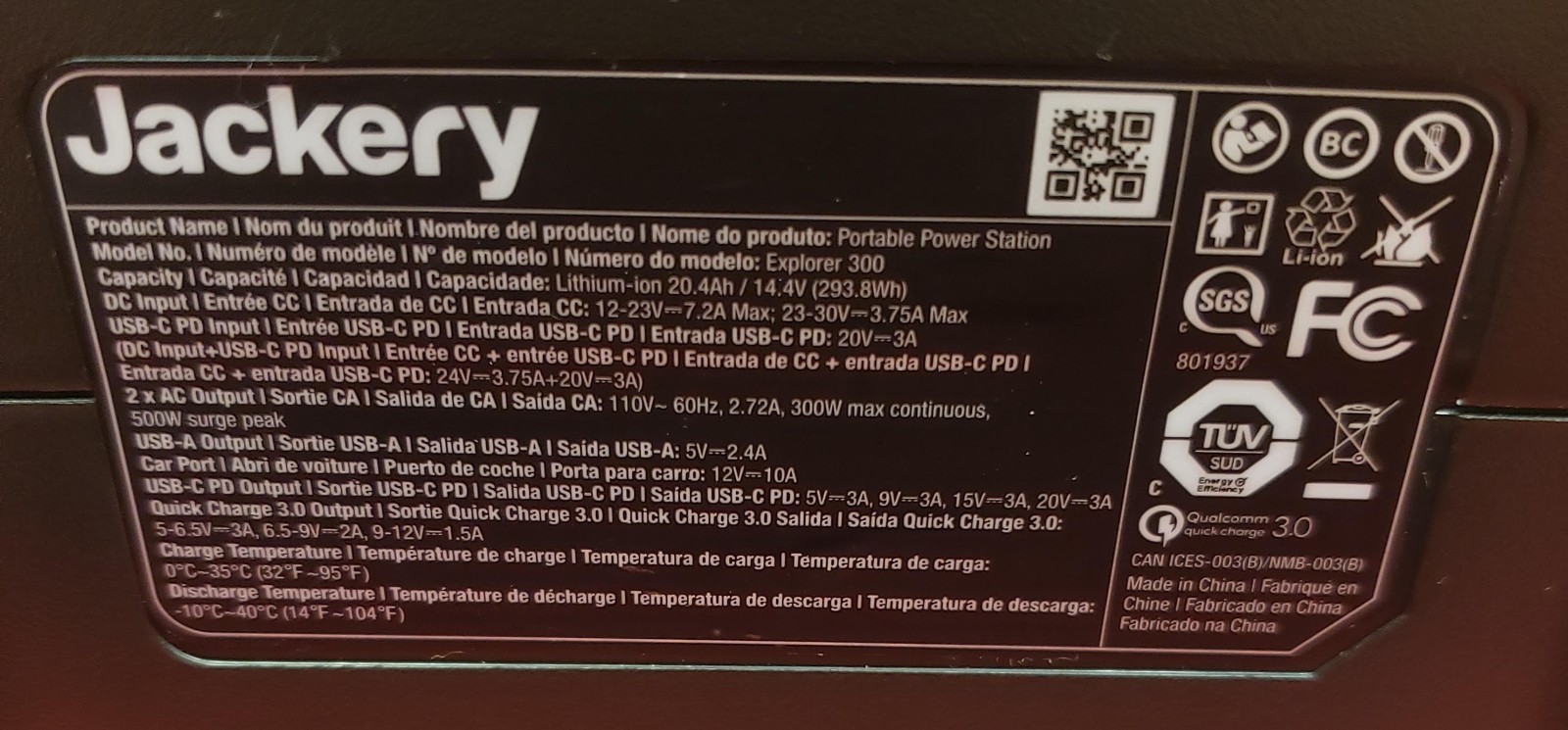 New Jackery Portable Power Station Explorer 300, 293Wh Lithium Battery, Fast