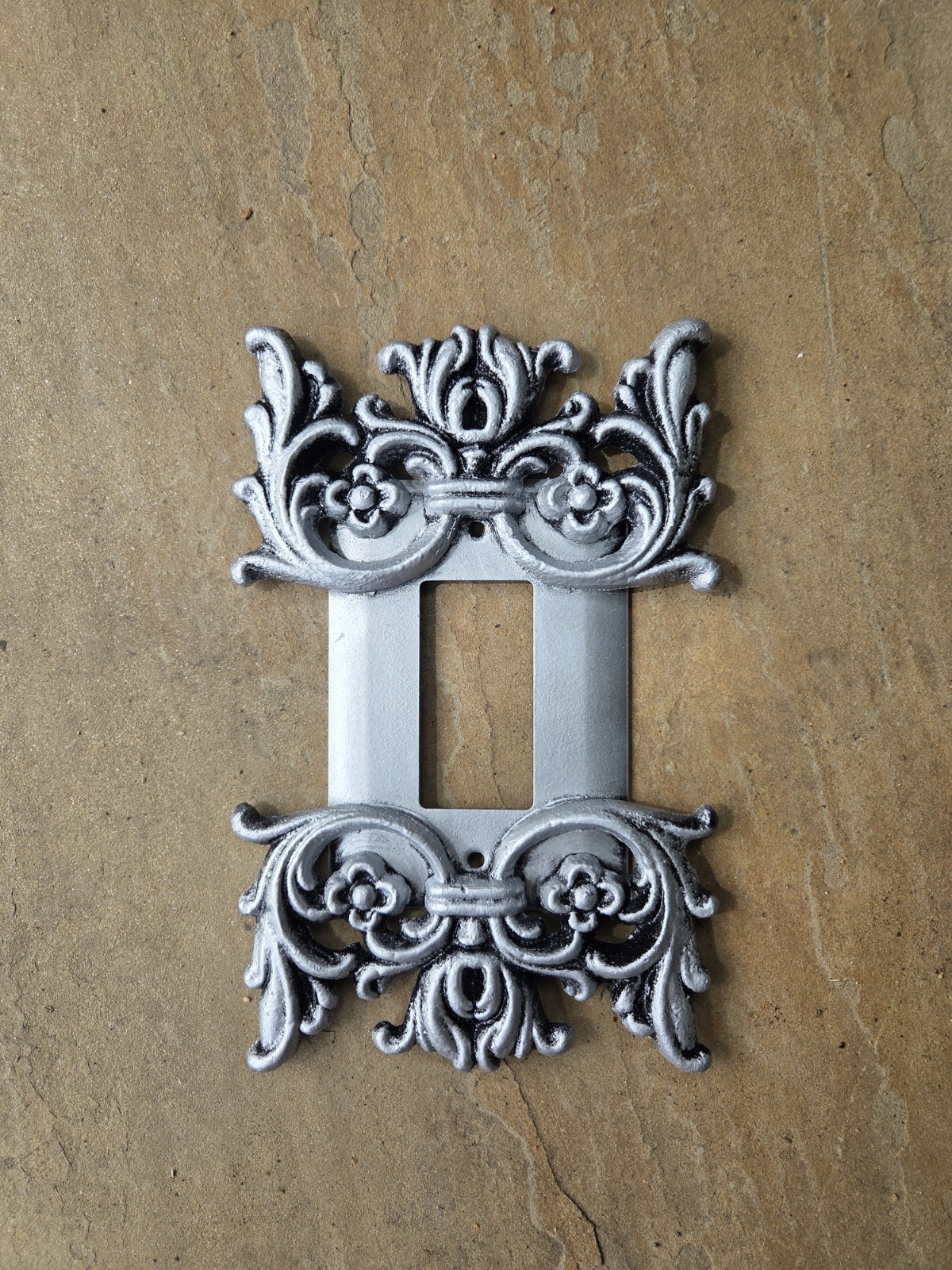Decorative Metal Rocker Switch Plate Cover Antique Silver Victorian Wall Plate