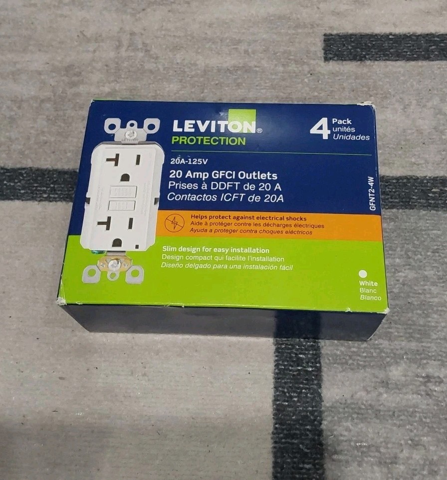 Leviton (M32-GFNT2-4W) GFCI Outlet- 4 Pack. NEW F3